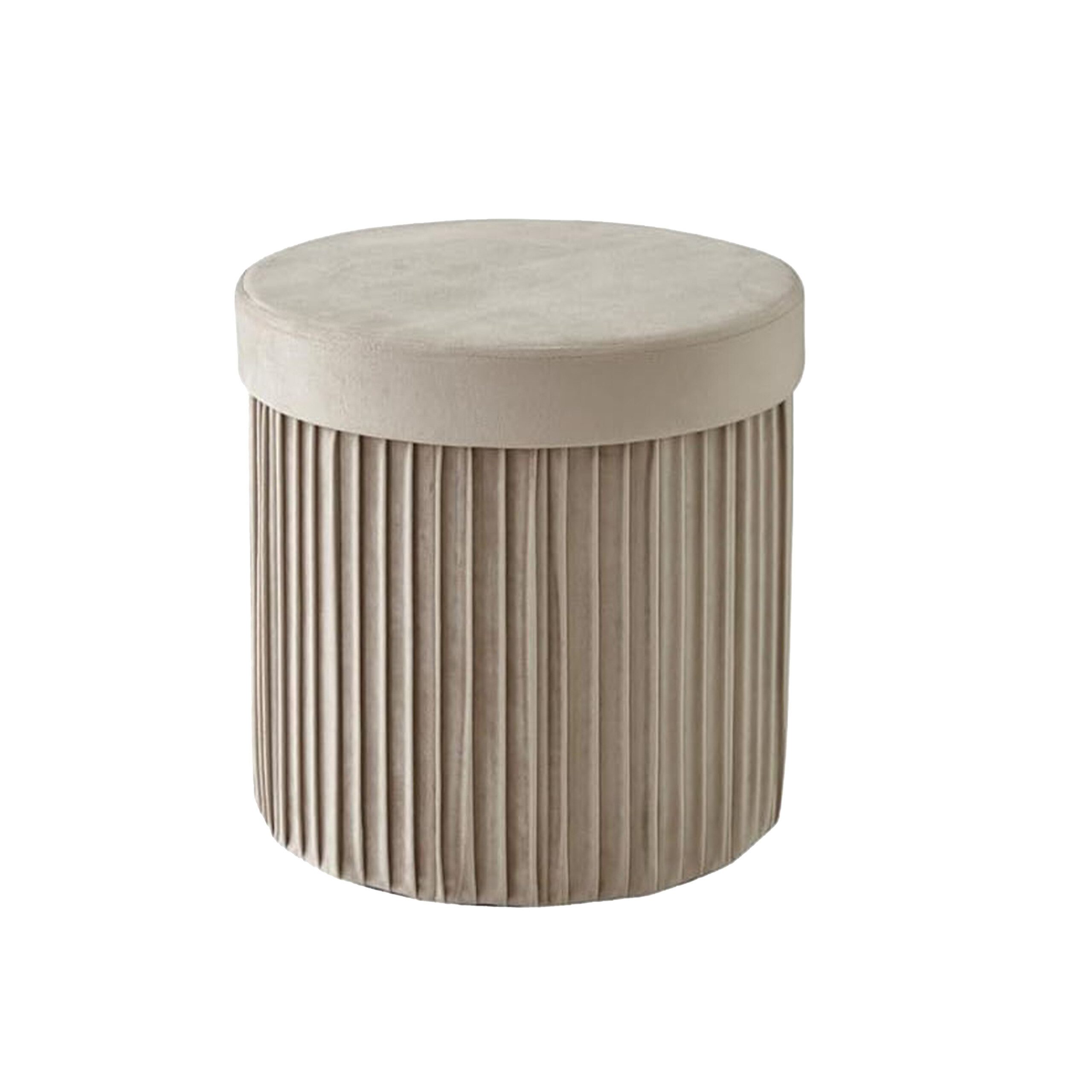 relaxdays Stauraumhocker Hocker aus Samt mit Stauraum, Beige günstig online kaufen