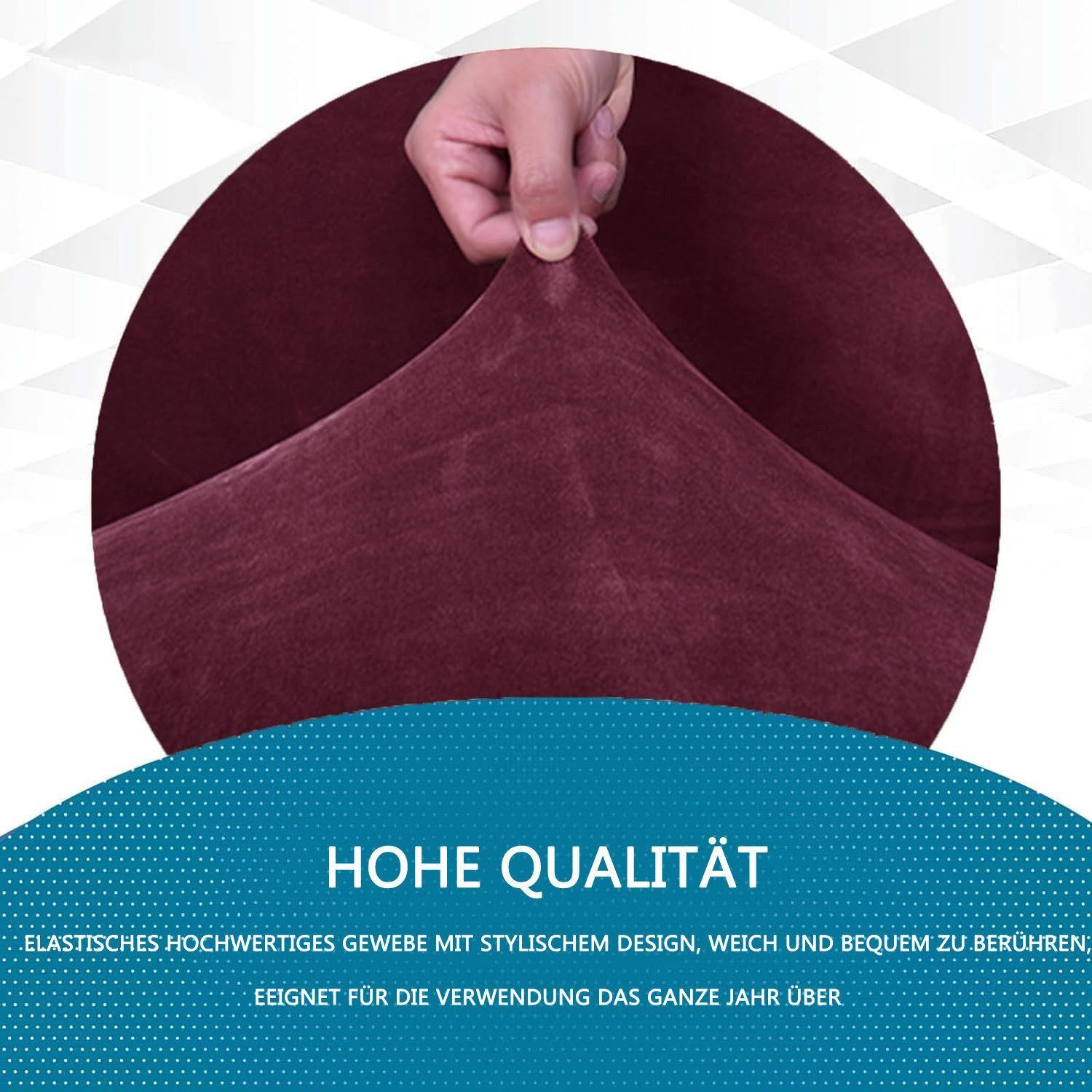 Diwzbyn Sofahusse Velvet Sofabezüge 1/2/3/4-Sitzer Stretch rutschfeste Couchbezug, für Hunde Katze Haustierfreundlich – Bild 4 von 5
