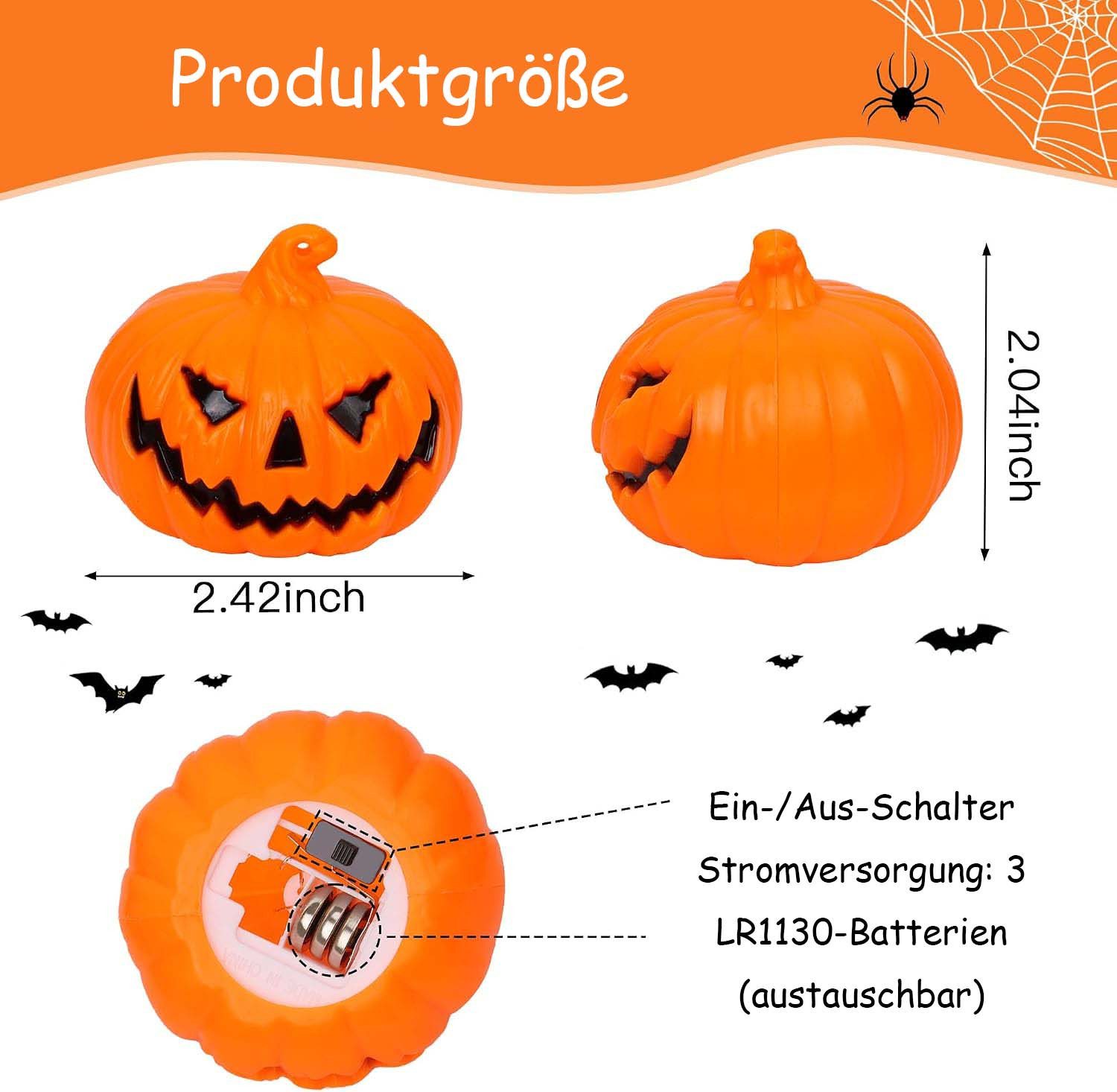 nsihing LED-Kerze Halloween LED-Kürbislichter, 3er-Pack Kerzen – Bild 2 von 5