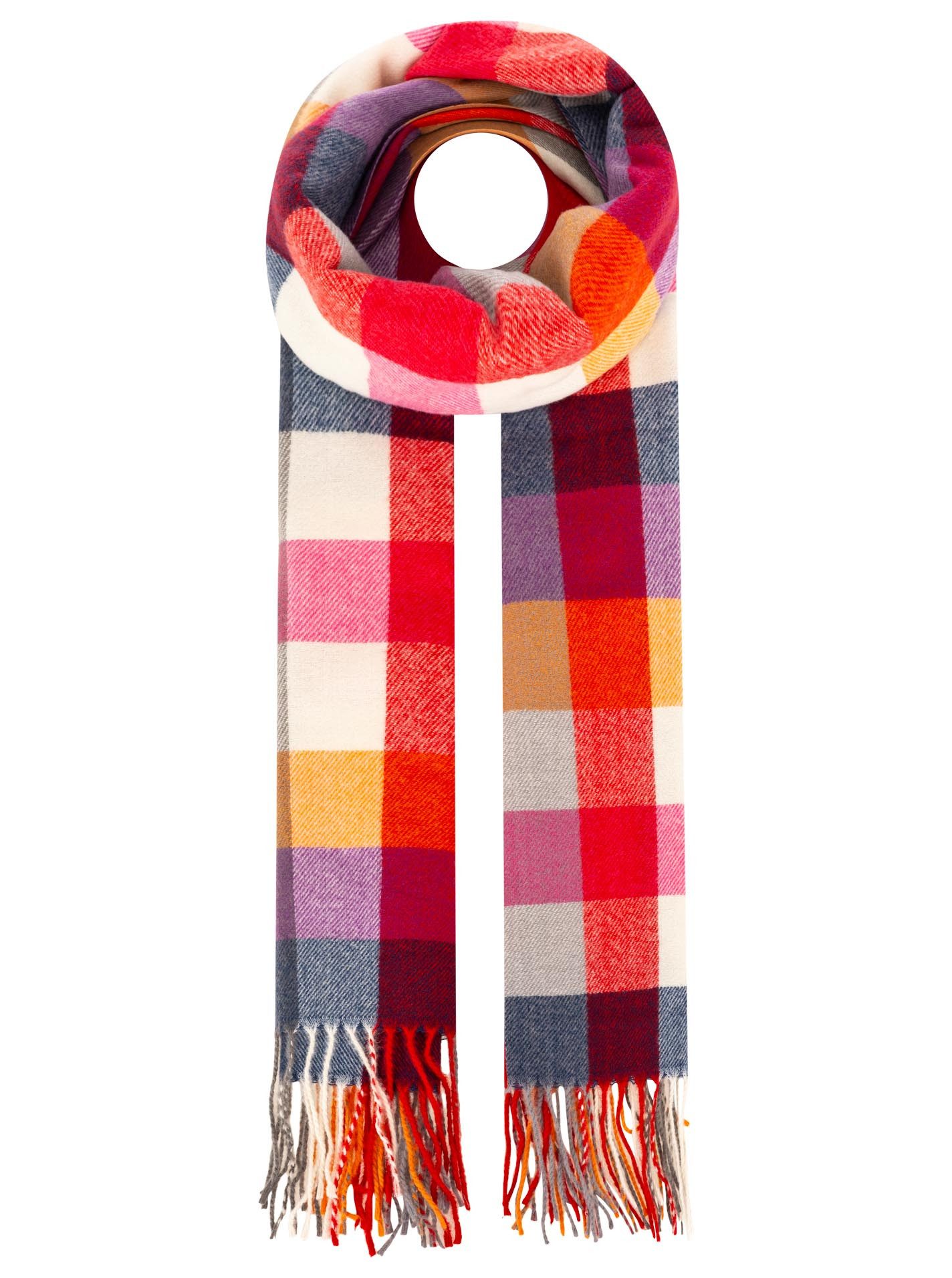 Zwillingsherz Schal Classic Karo, zeitloses Karomuster, weiche Qualität, Fransenabschluss, multicolor