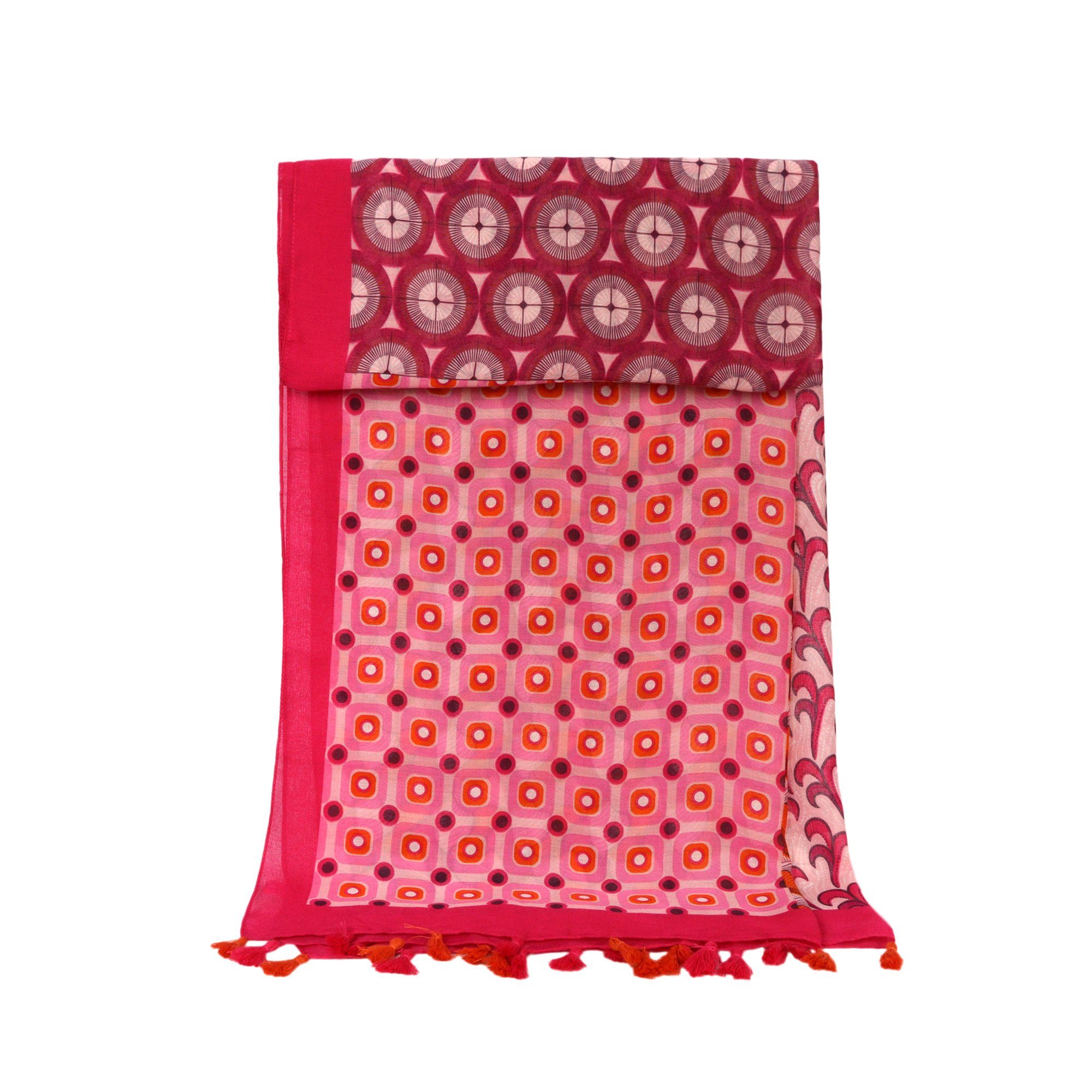 ZEBRO Modeschal Schal, Quasten pink
