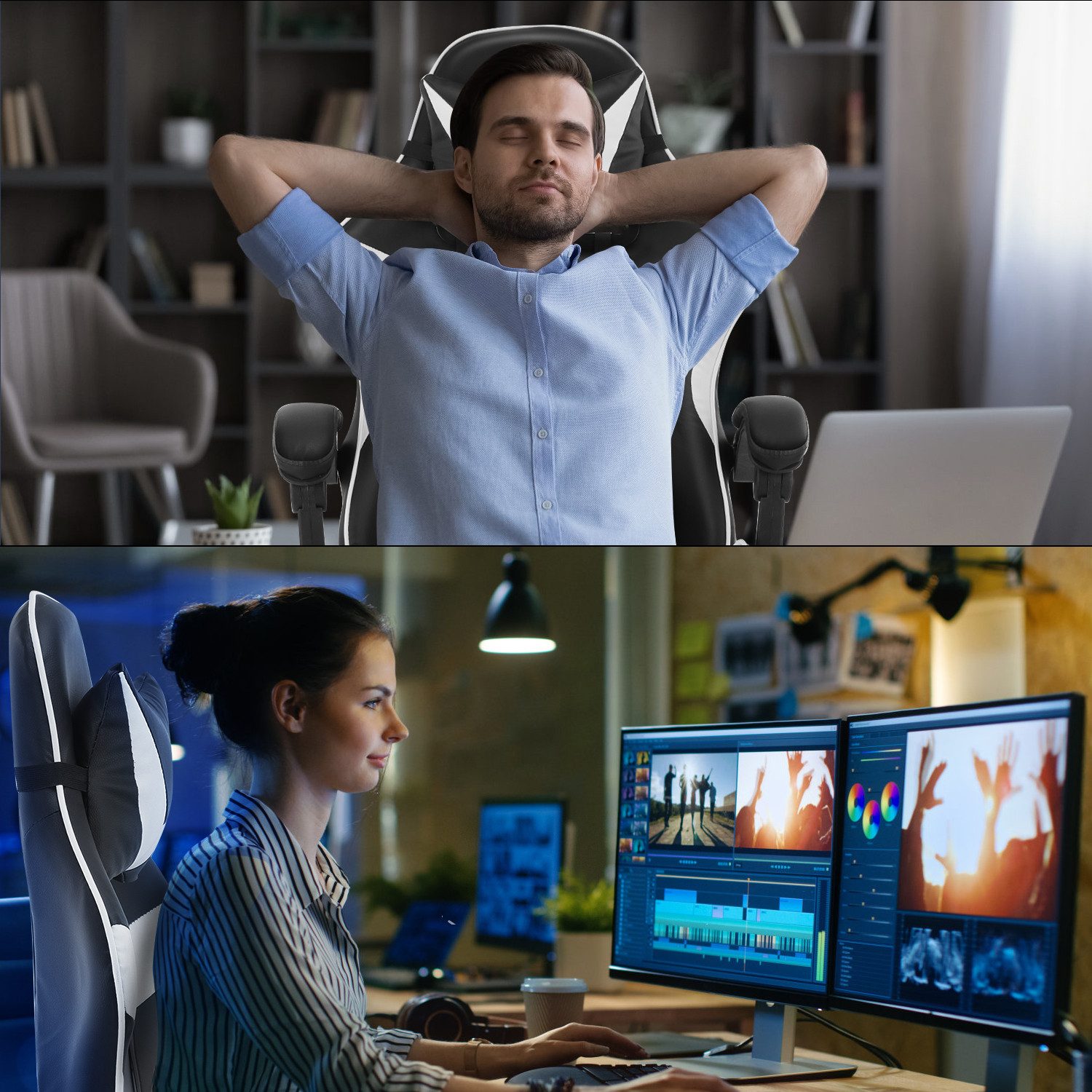 LOVONLIVE Gaming-Stuhl Bürostuhl Gaming-Stuhl mit Fußstütze günstig online kaufen