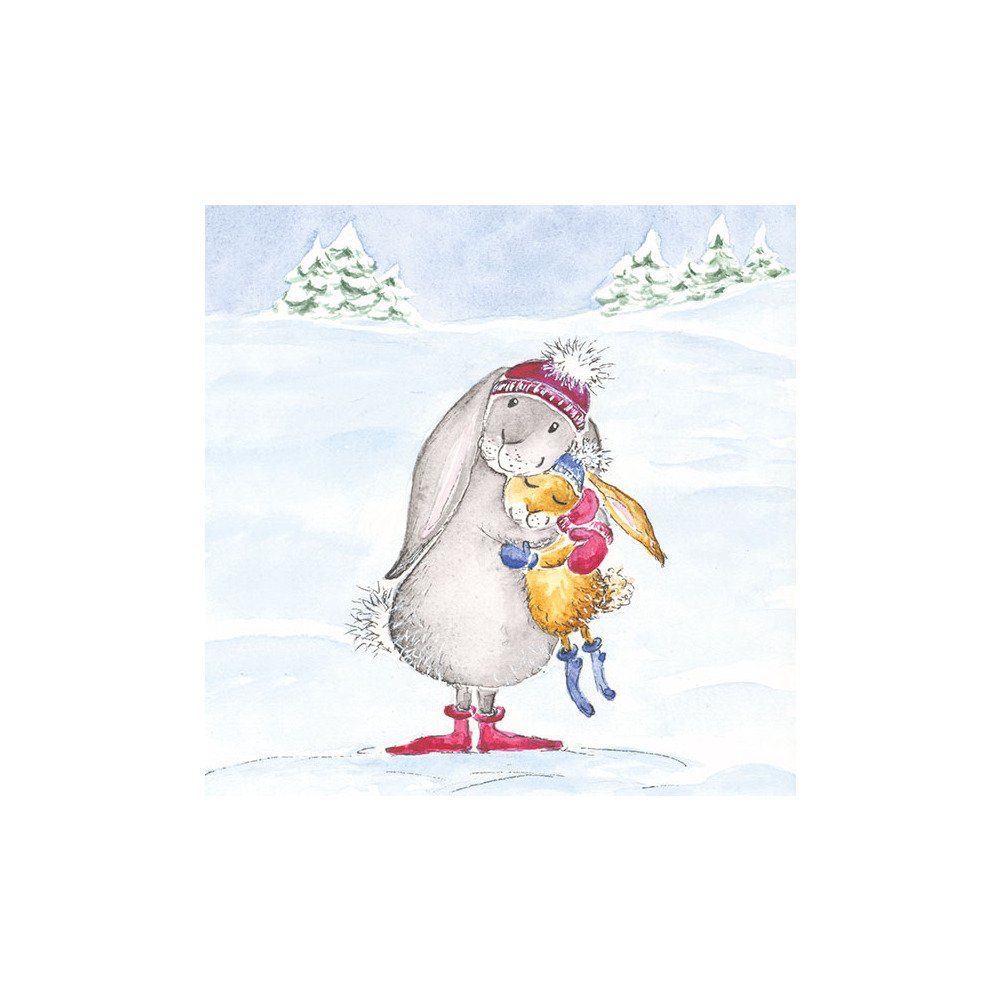 Ambiente Papierserviette Schneehase, (20 St), 33 cm x 33 cm