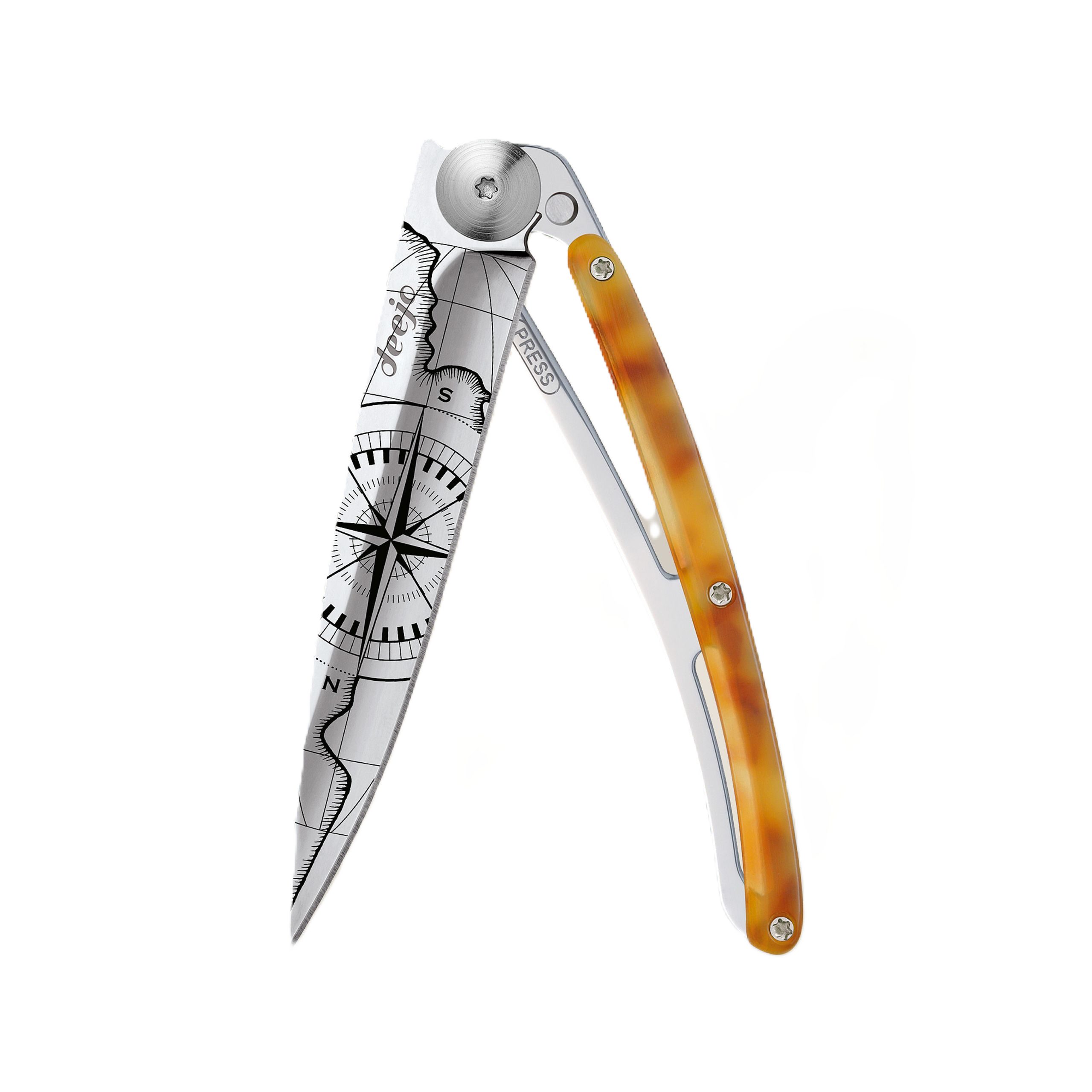 Deejo Taschenmesser - Klappmesser 37 g Schildkröte hell ?Terra? ? ultraleichtes Designmes