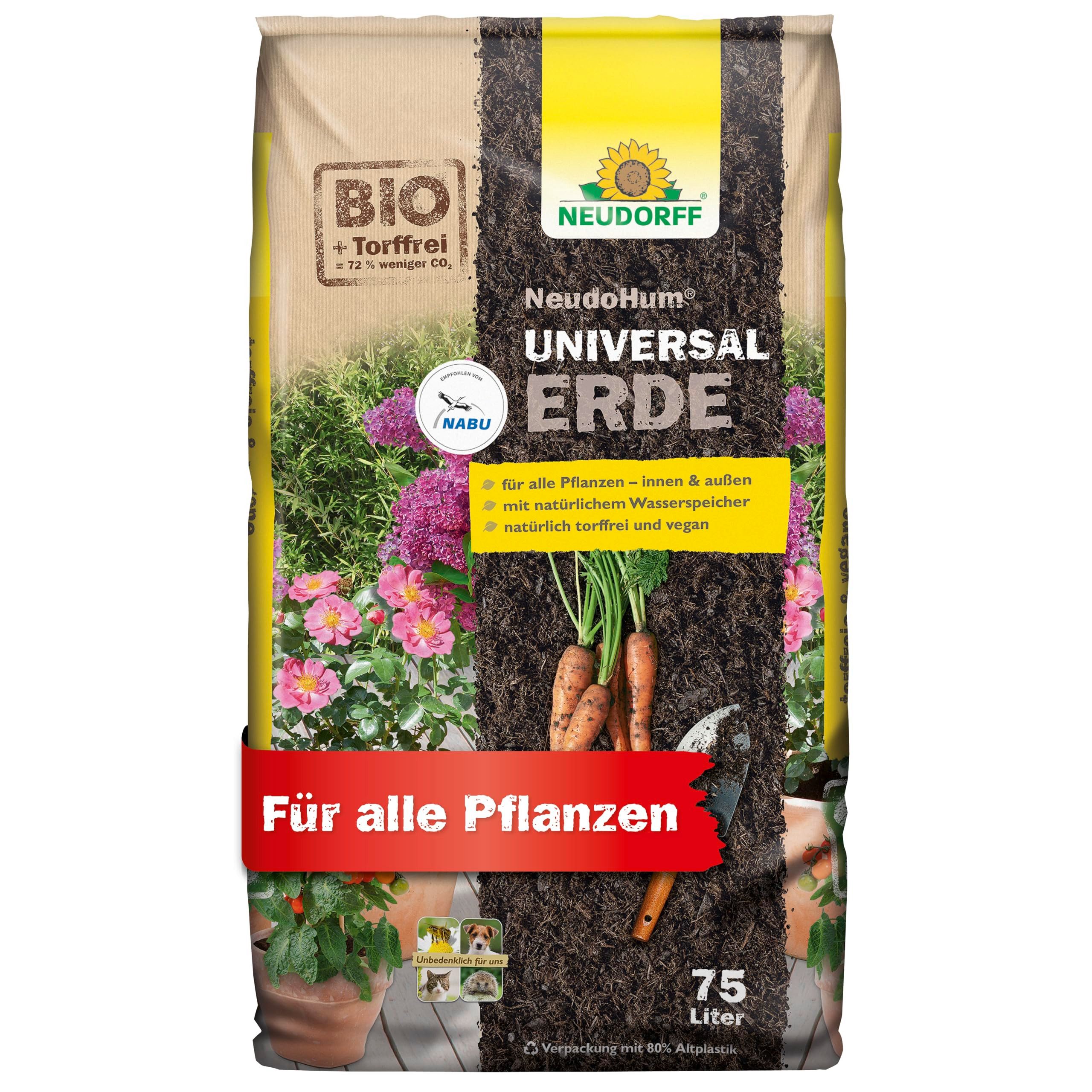 Neudorff Bio-Erde NeudoHum UniversalErde, mit Organischer Dünger, (Torffreie Bio Erde, für Zimmer-, Balkon-, Terrassen- und Gartenpflanzen), für 4 Wochen vorgedüngt