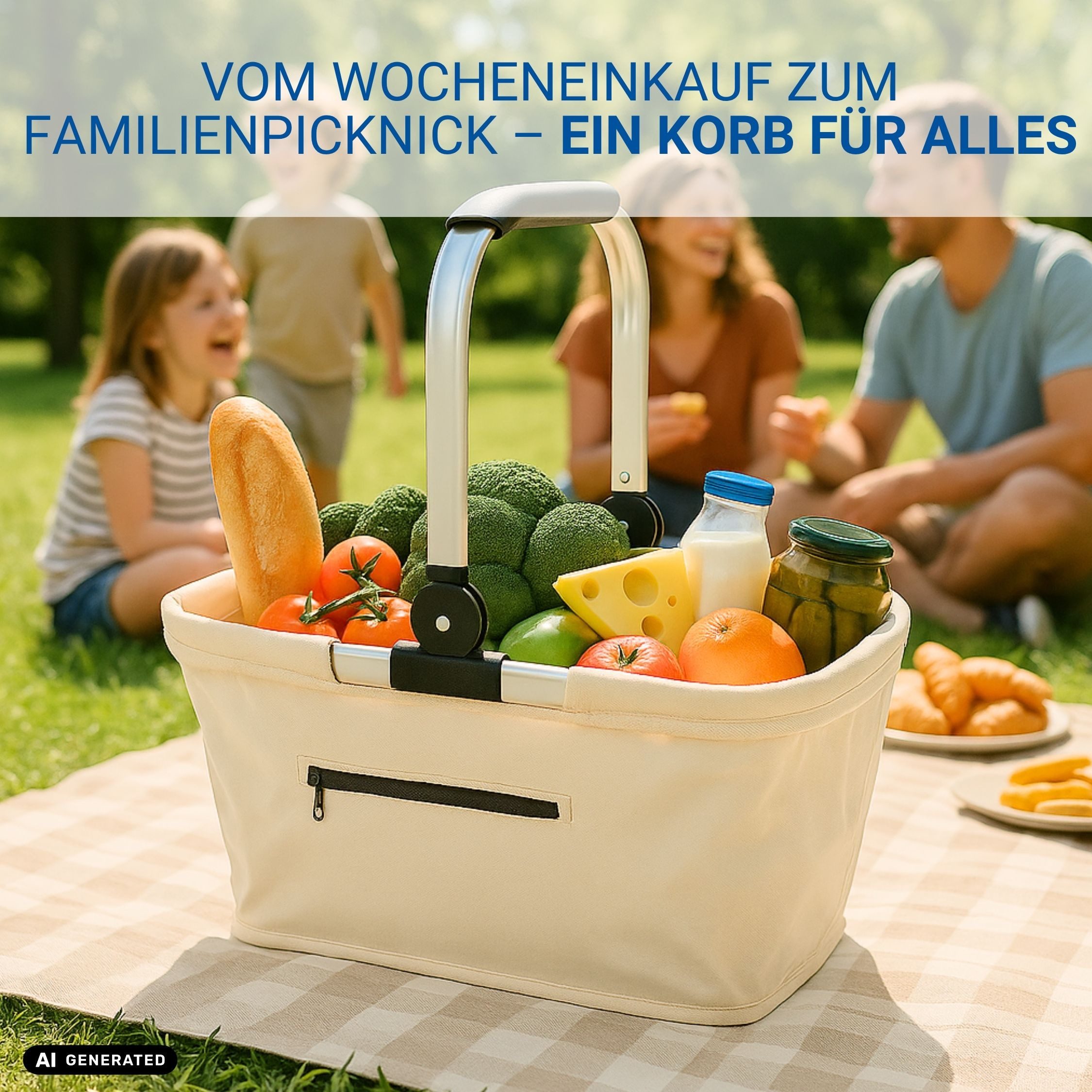 elasto Tragetasche Einkaufskorb mit Henkel ca. 30 L - faltbarer Korb – Bild 5 von 5