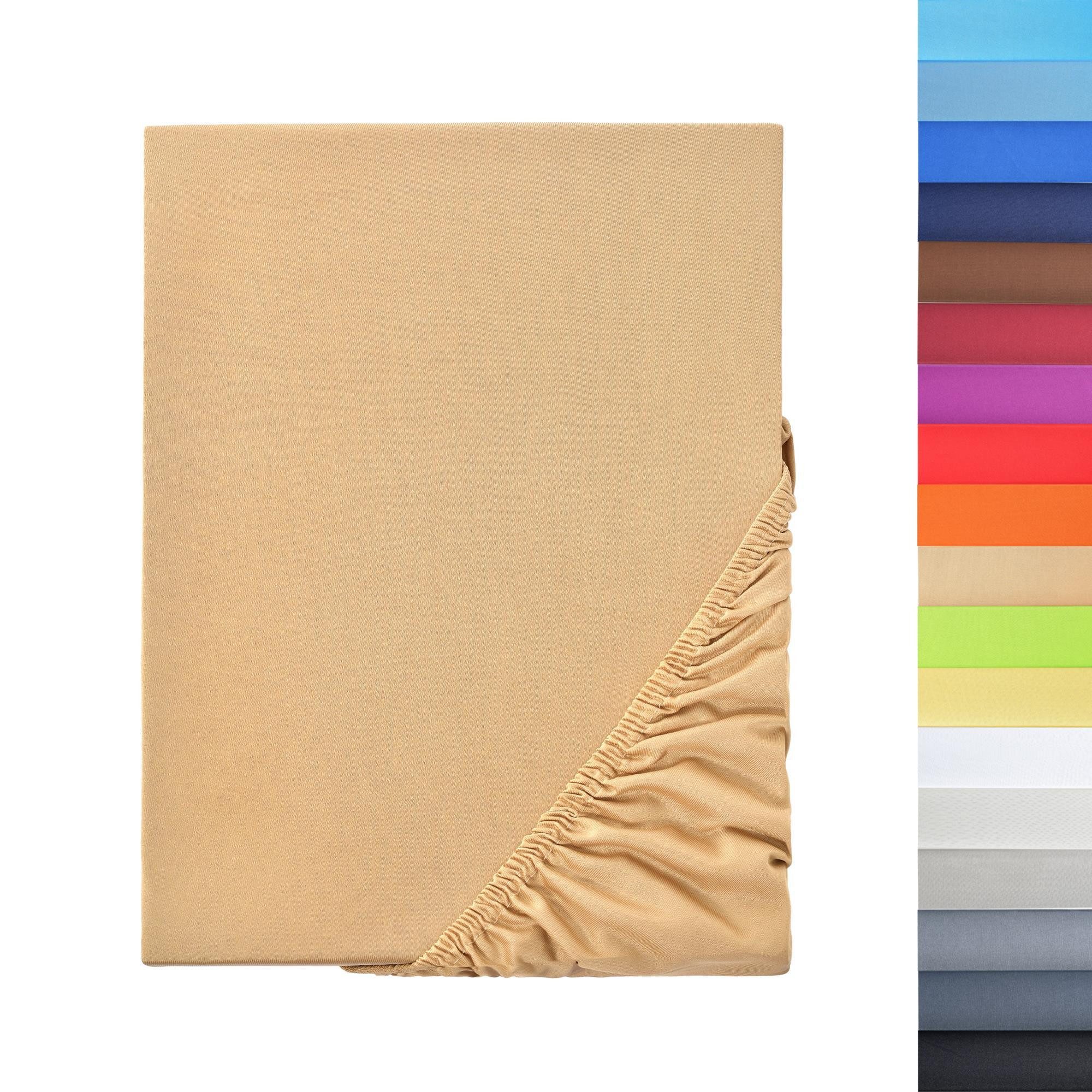 NatureMark Spannbettlaken Boxspringbett Mikrofaser Spannbetttuch 200x220cm, Polyester, Gummizug: rundum, Sand
