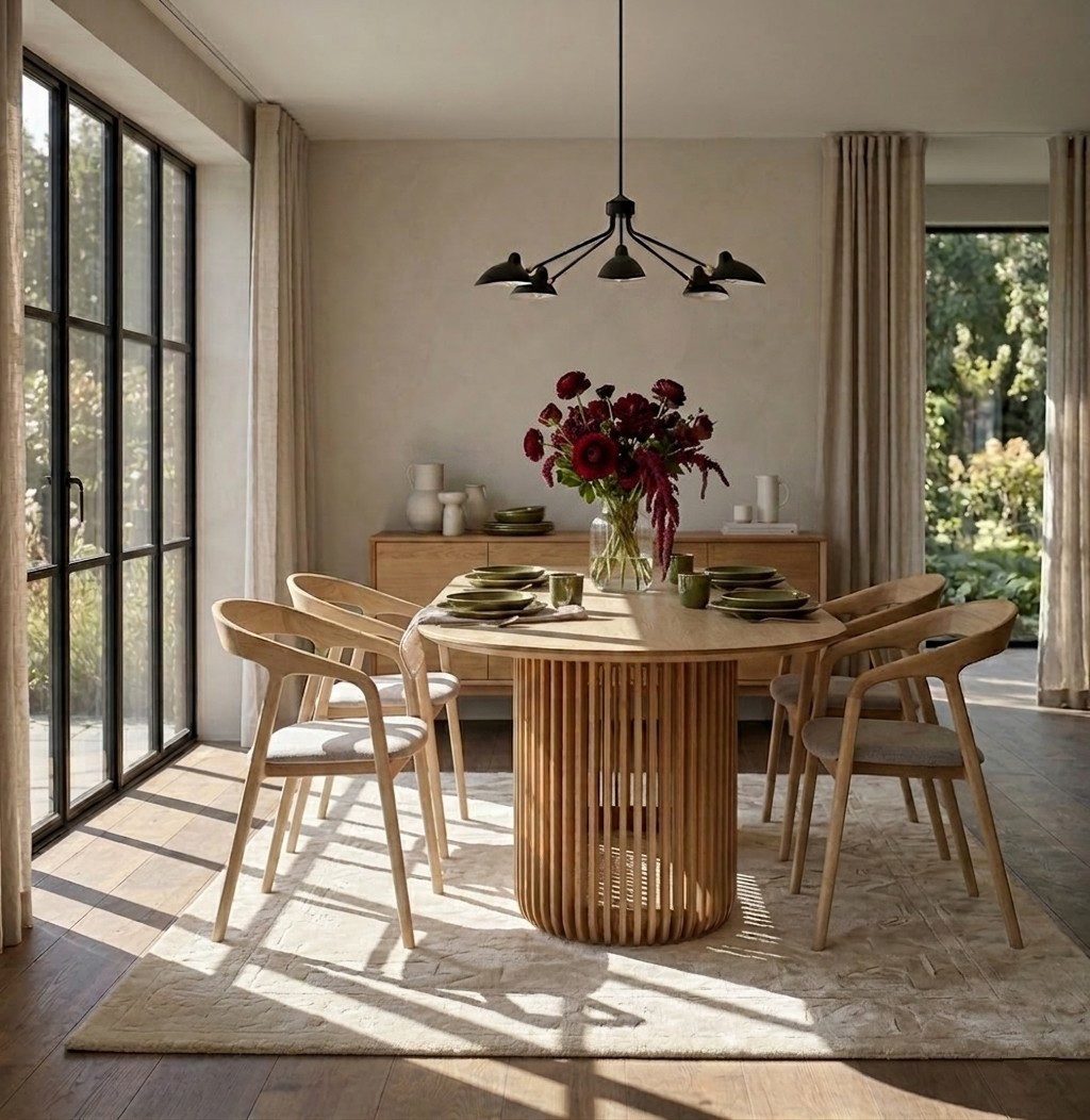Woodek Design Esstisch FRANZ aus massiver Eiche und Eichenfurnier, natur, Handgefertigt (natur matt lackiert, 1-St., Oberfläche matt lackiert), Maße: 220x105 cm, Höhe 76 cm