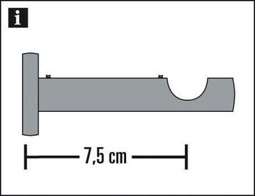 Gardinenstange Gardinenstangen Set Metall, GARDINIA, Ø 19 mm, 1-läufig, Fixmaß, verschraubt, Aluminium, 1-Lauf