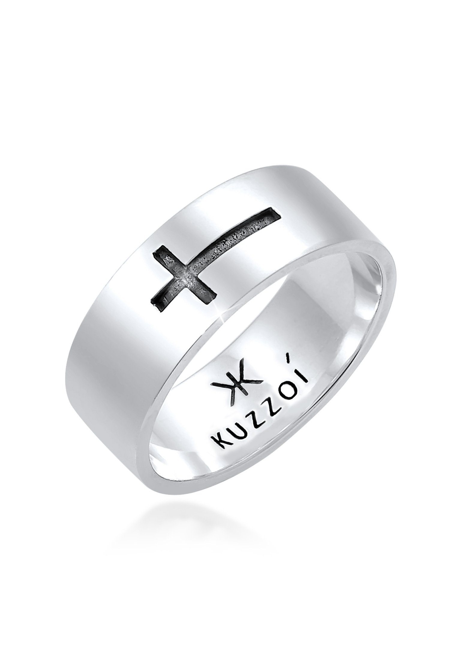 Kuzzoi Silberring Herren Bandring Kreuz Glanz 925 Silber, Kreuz günstig online kaufen