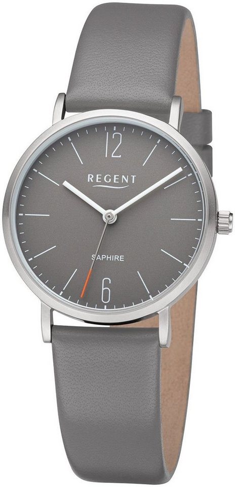 Regent Quarzuhr Regent Damen Armbanduhr Analog, Damen Armbanduhr rund,  extra groß (ca. 32mm), Lederarmband