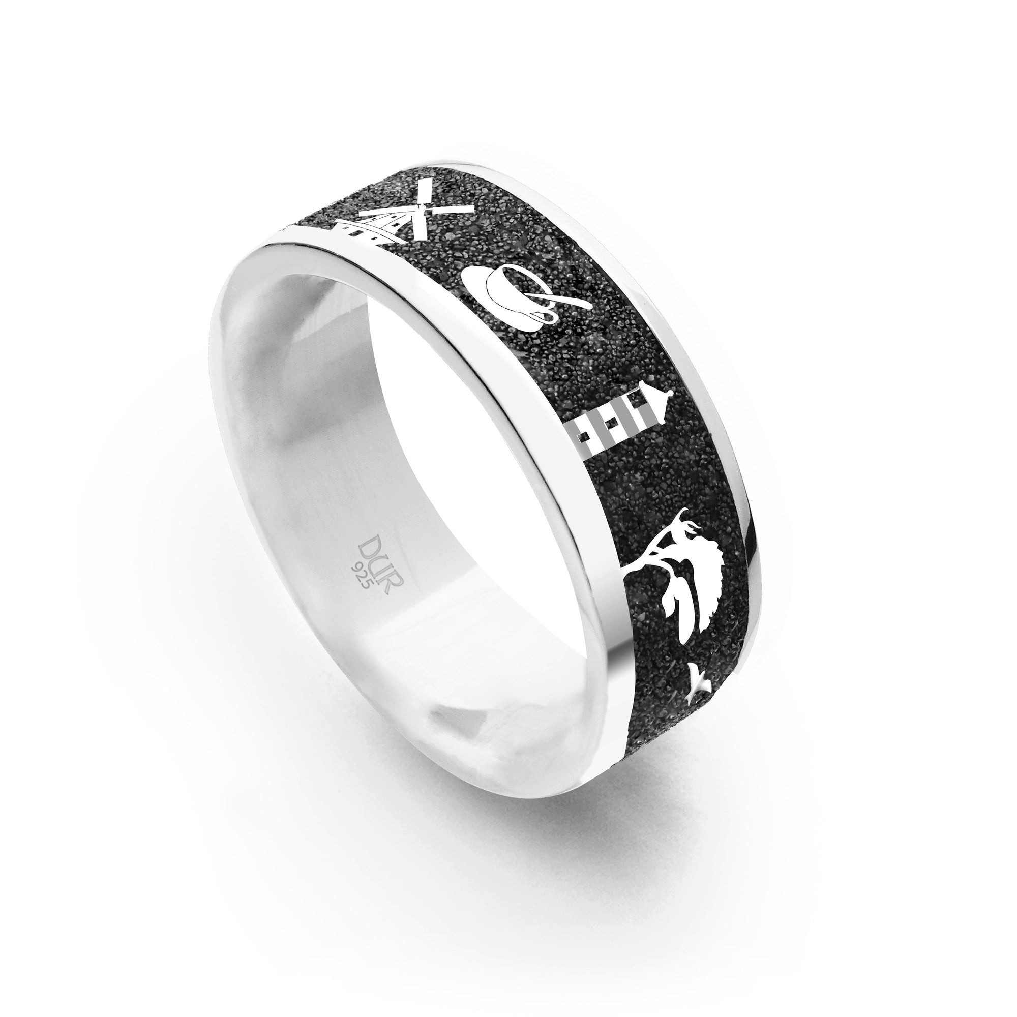 Fingerring DUR Schmuck: Nachtring, "Ostfriesland" 7 mm, mit Lavasand, R6121