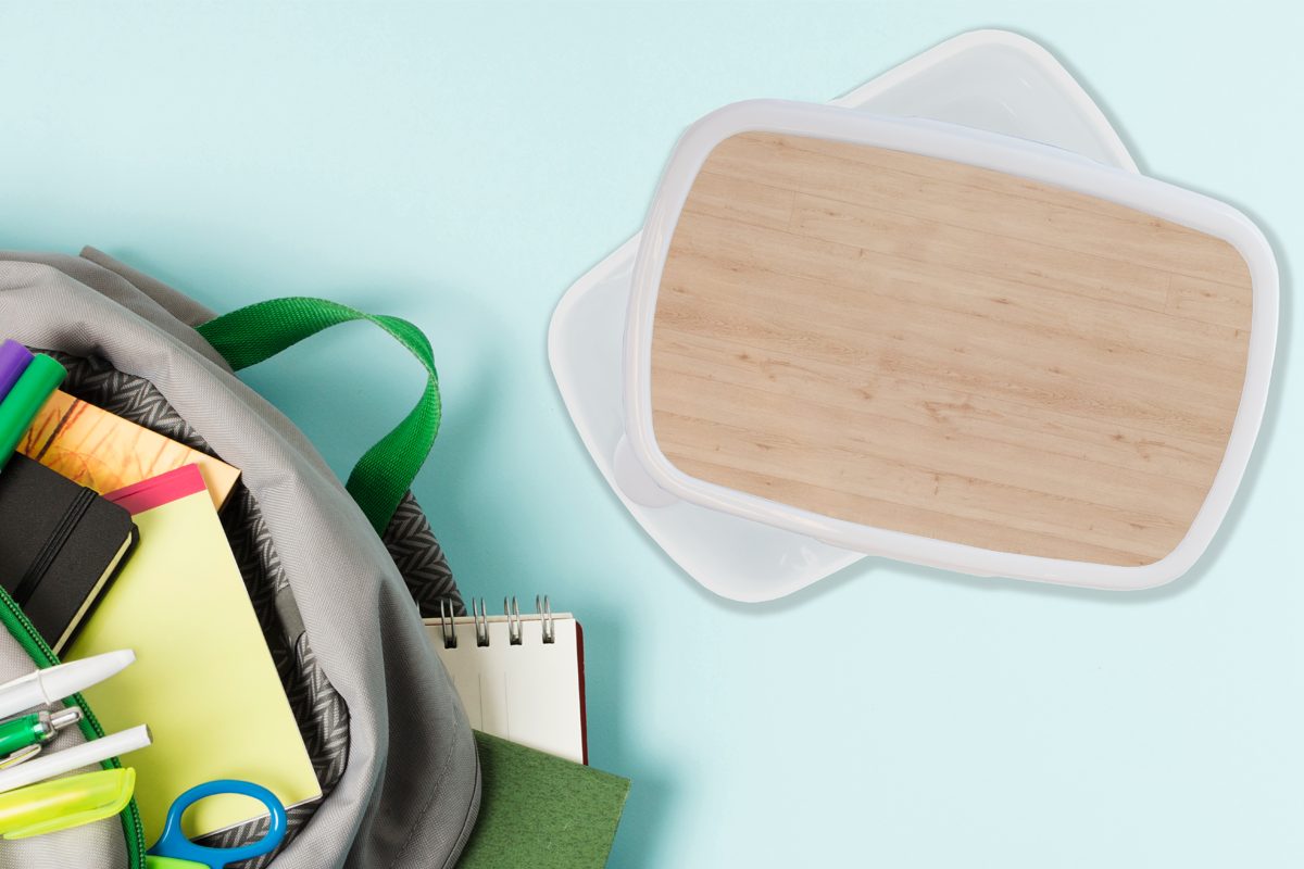 Regale, für Mädchen Holz für Erwachsene, (2-tlg), Brotdose, und Jungs - Brotbox Muster weiß und Kinder - MuchoWow Lunchbox Kunststoff,