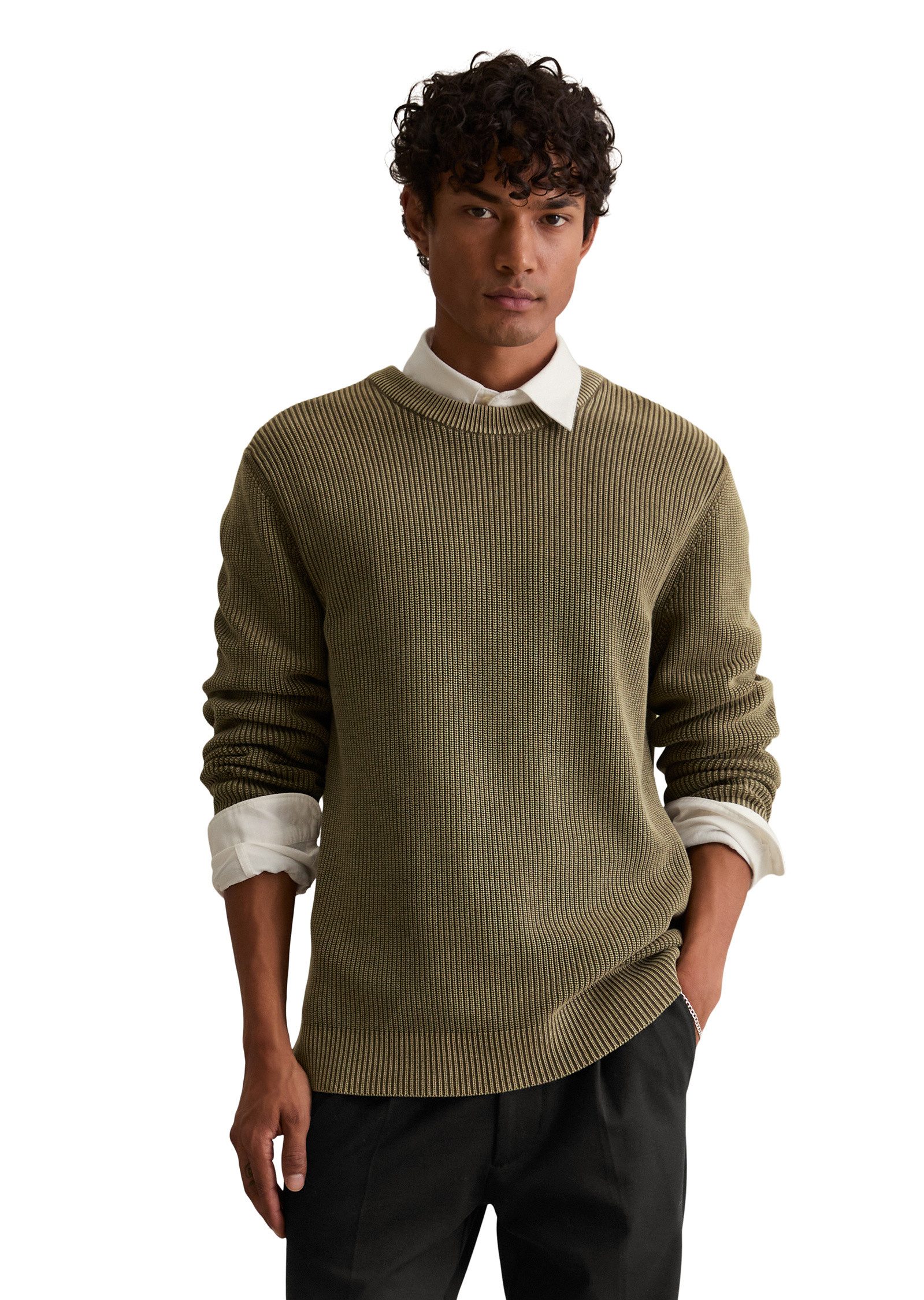 Rundhalspullover mit speziellem Farbeffekt