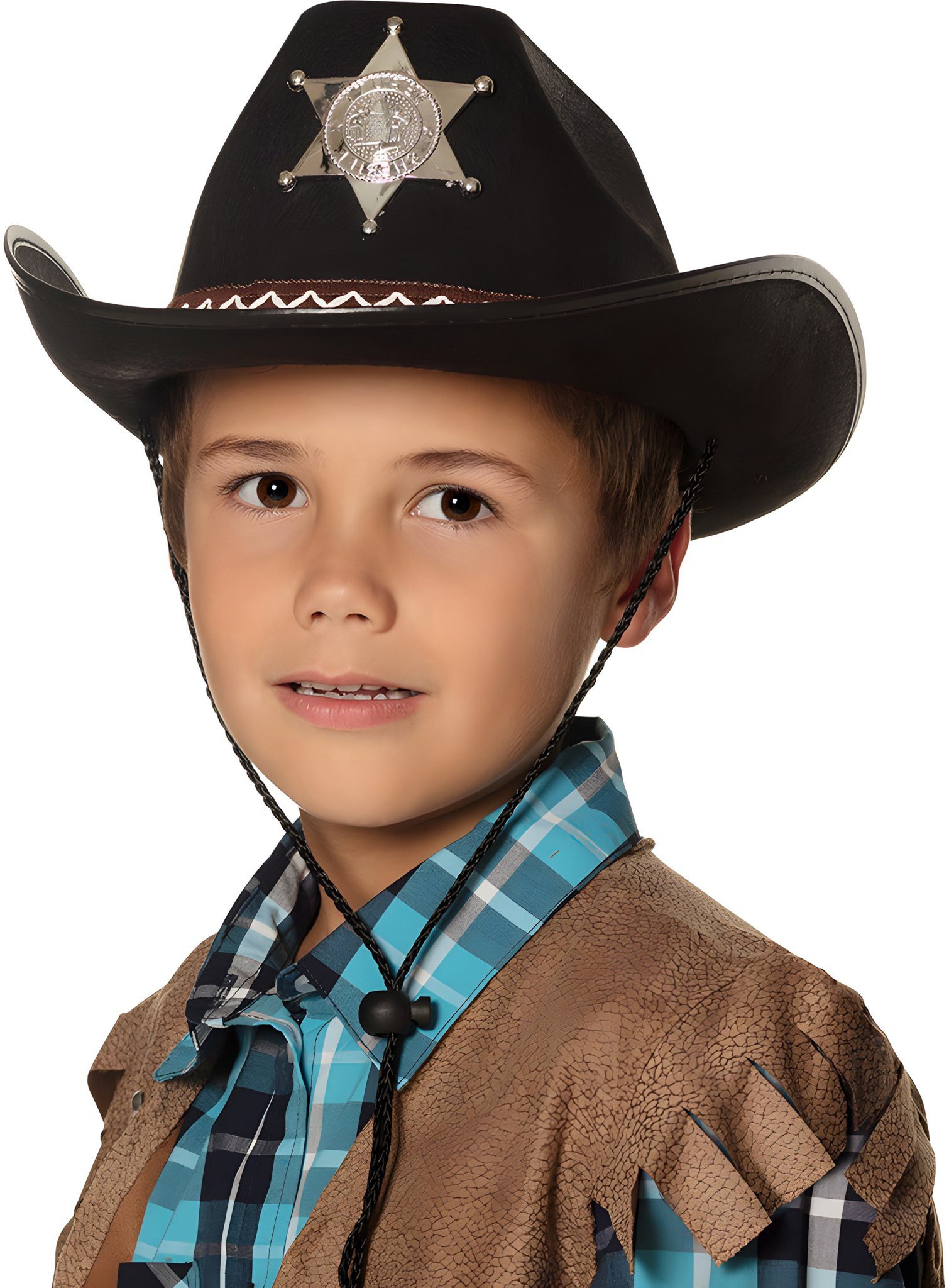 Boland Cowboy-Kostüm Sheriffhut schwarz - Cowboy Fasching Karneval Kost, Schwarzer Cowboyhut für kleine Sheriffs