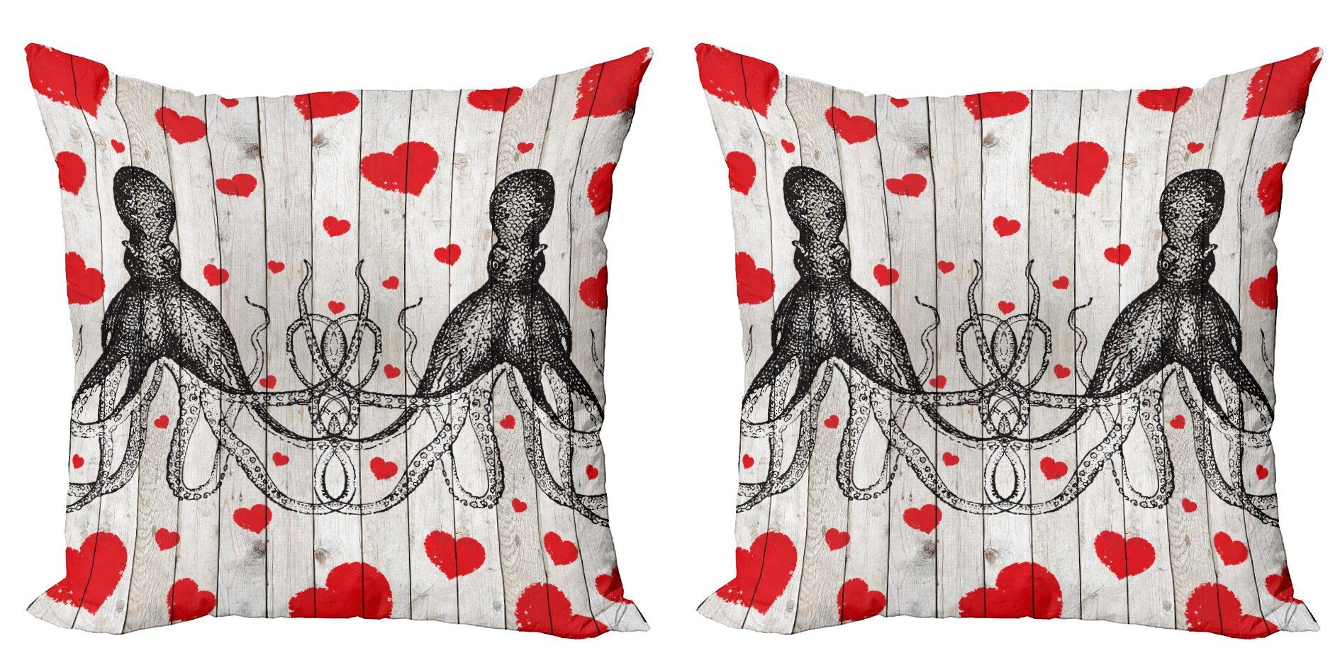 und Liebe Doppelseitiger Skizze Herzen Accent Abakuhaus Stück), (2 Octopus Digitaldruck, Kissenbezüge Modern
