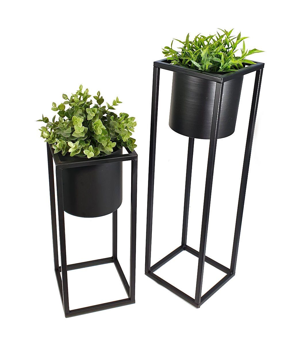 Spetebo Blumenständer Metall Pflanztopf auf Ständer schwarz 2er Set (Set, 2 St., 2er-Set)