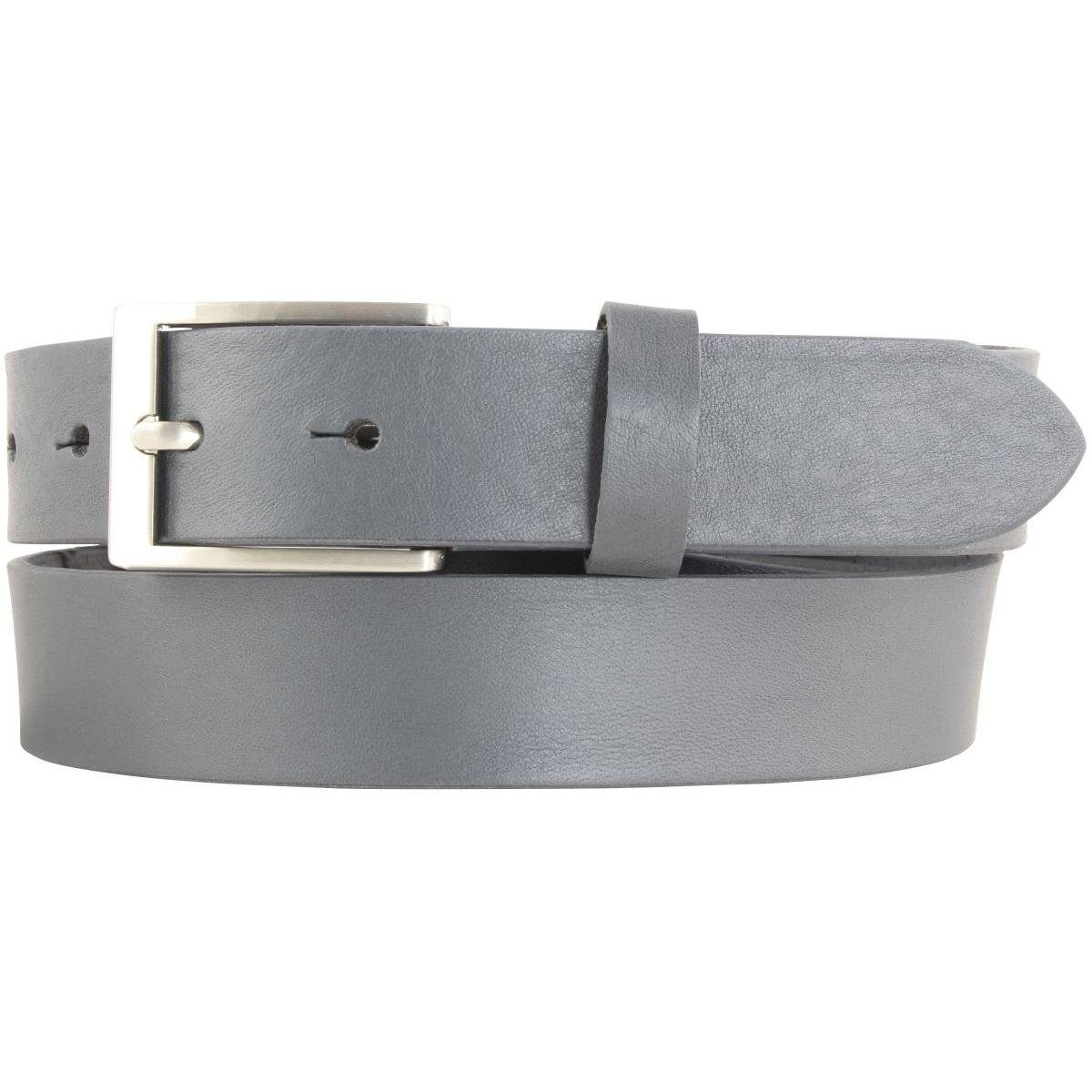 BELTINGER Ledergürtel Kinder-Gürtel aus Vollrindleder 3 cm - Leder-Gürtel für Jungen Mädchen Dunkelgrau, Silber