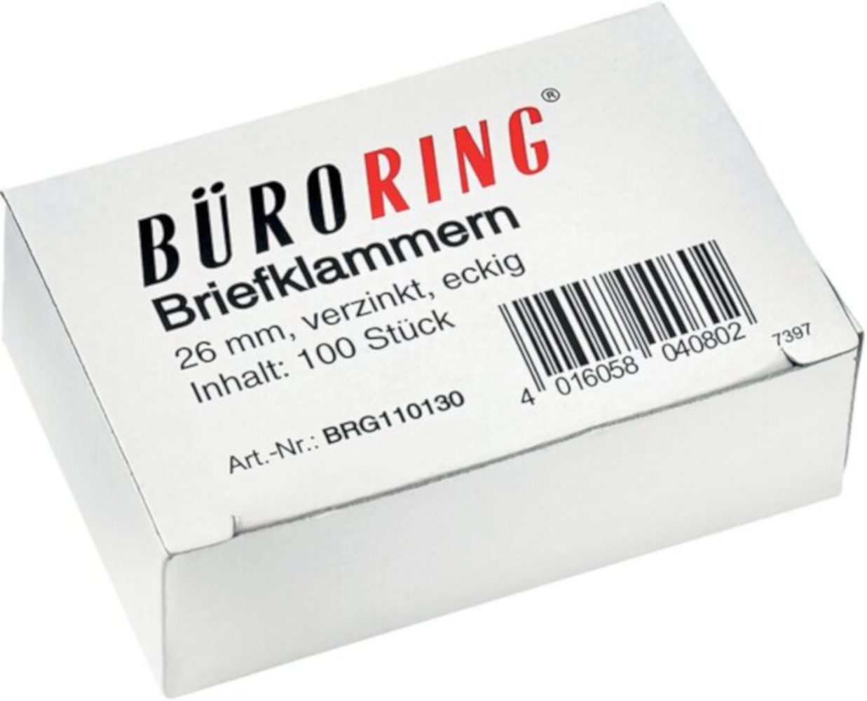 Büroklammer BÜRORING Briefklammern 26 mm 100 Stück BRG110130 verzinkt