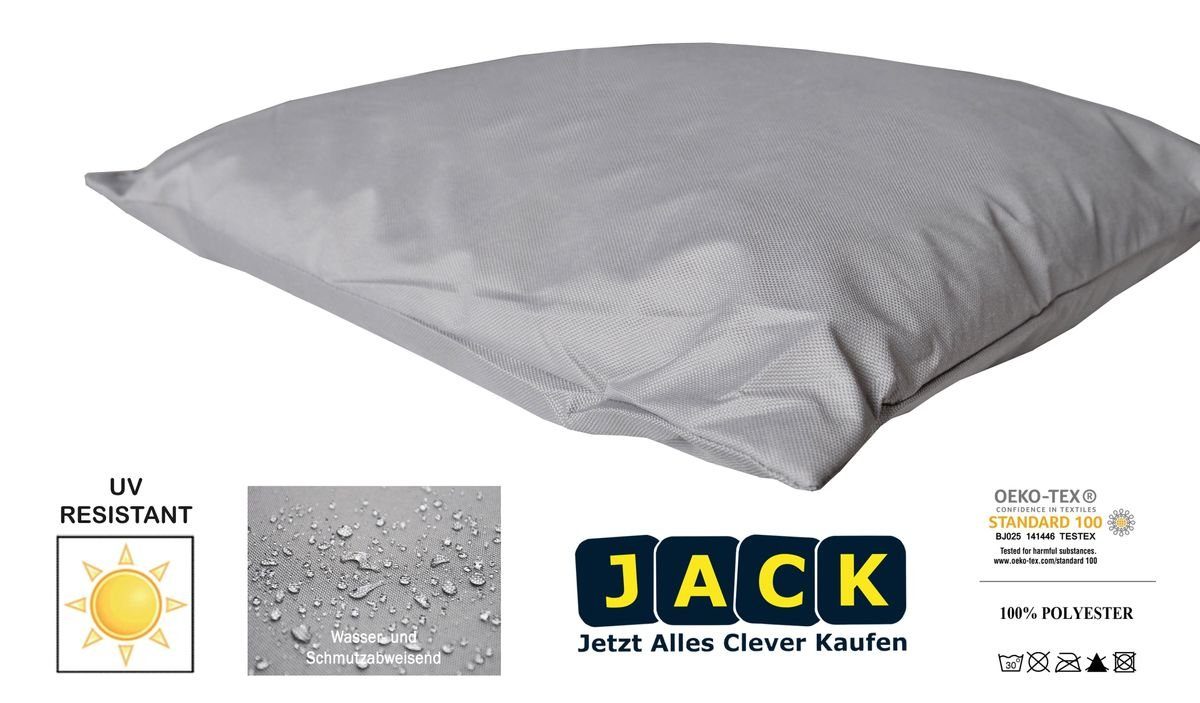 für Kissen Innen Außen JACK 2x Set Robust, mit Dekokissen Strapazierfähig, Lotus-Effekt, 45x45cm Dekokissen Outdoor Lounge mit Füllung Wasserfest, & Grau geeignet