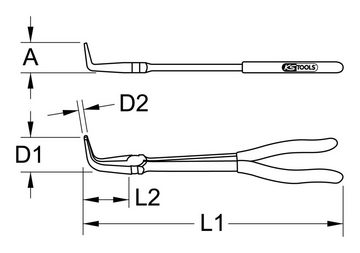 KS Tools Greifzange, Flachrundzange 90° gebogen, XL, 270 mm