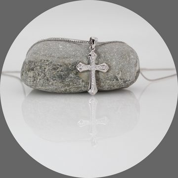 ELLAWIL Kreuzkette Silberkette mit Kreuz Anhänger Kreuzanhänger mit Strasssteinen (Kettenlänge 40 cm, Sterling Silber 925), inklusive Geschenkschachtel