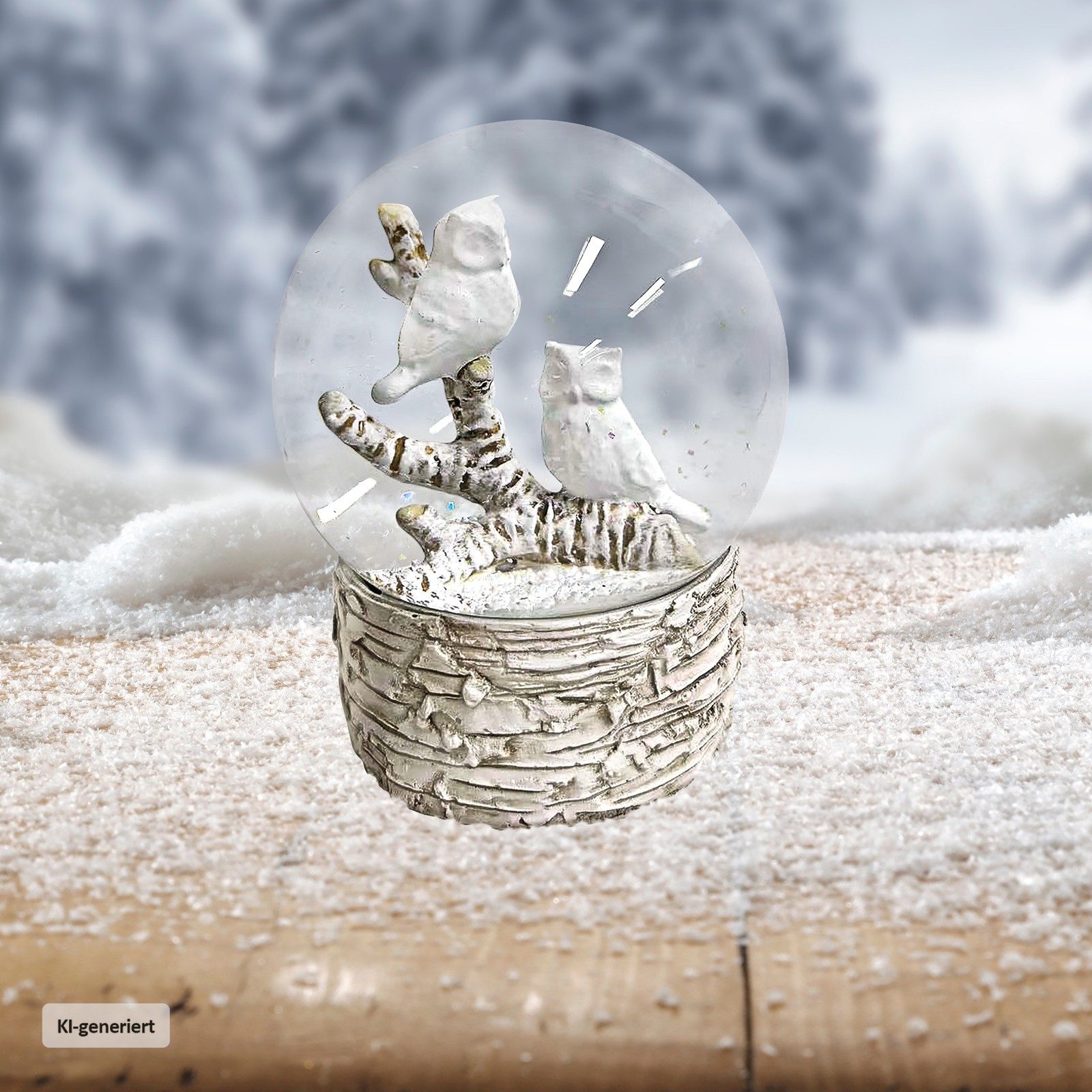 HTI-Living Schneekugel Schneekugel Eulen (Stück, 1 St., 1 Schneekugel), Dekofigur Weihnachtsdekoration