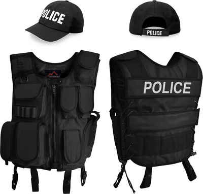 normani Polizei-Kostüm »Kostüm bestehend aus Weste, Patch und Cap«, Einsatzkostüm Agentenkostüm Karneval Verkleidung SWAT FBI POLICE SECURITY Faschingskostüm