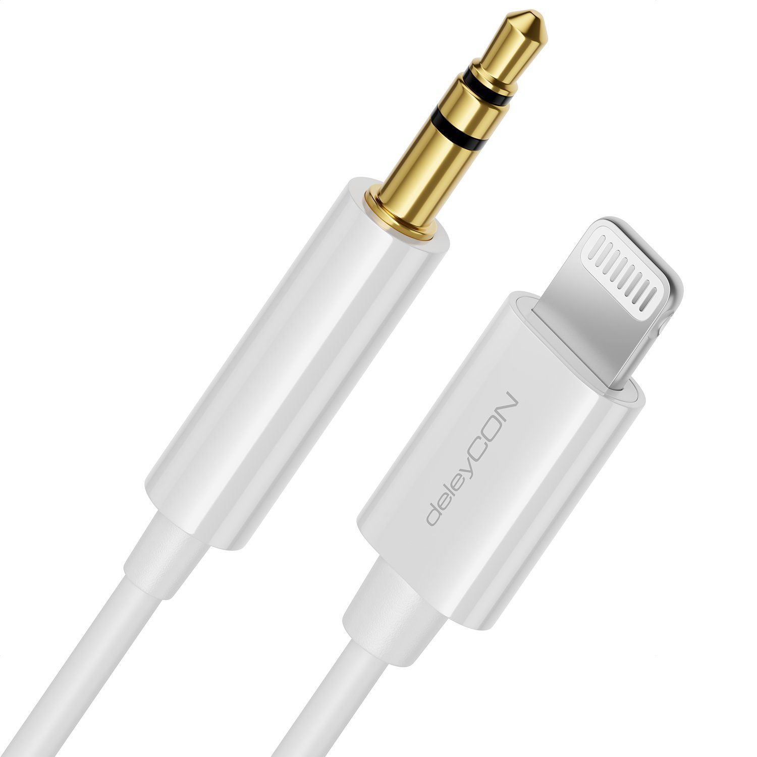 deleyCON deleyCON 0,5m Lightning 8 Pin zu 3,5mm Klinke Audiokabel MFi für  Smartphone-Kabel, deleyCON Apple Lightning 8-Pin Audiokabel 3,5mm Klinke //  Apple MFi zertifiziert