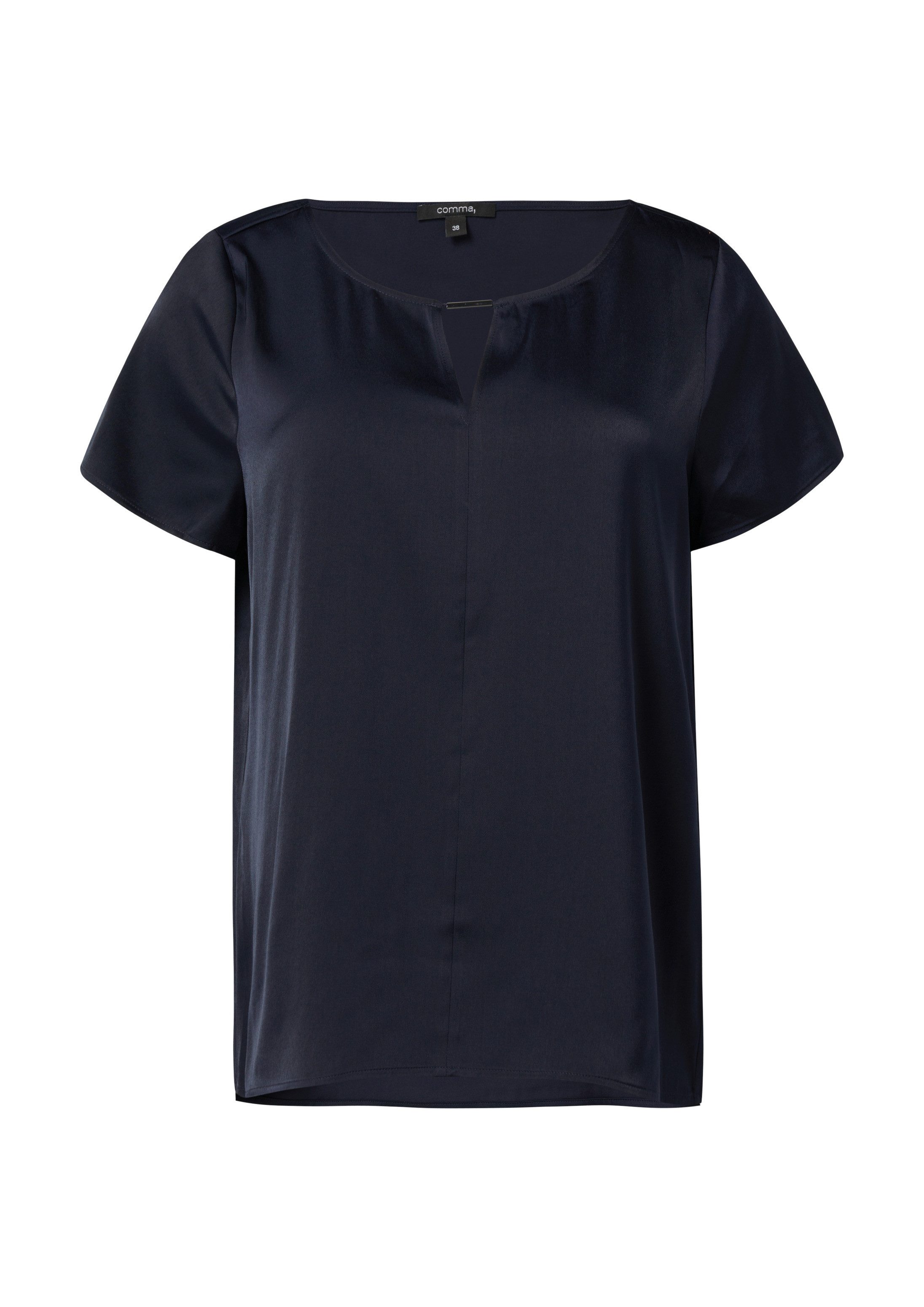 comma Kurzarmbluse Bluse Bluse aus Satin