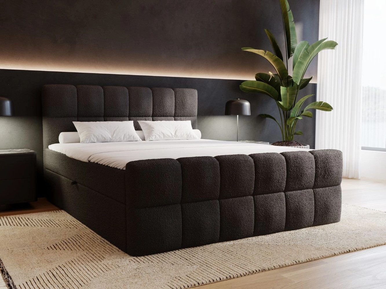 GrainGold Boxspringbett mit Bettkästen ALICANTE, Modern Bett mit Kopfteil, günstig online kaufen