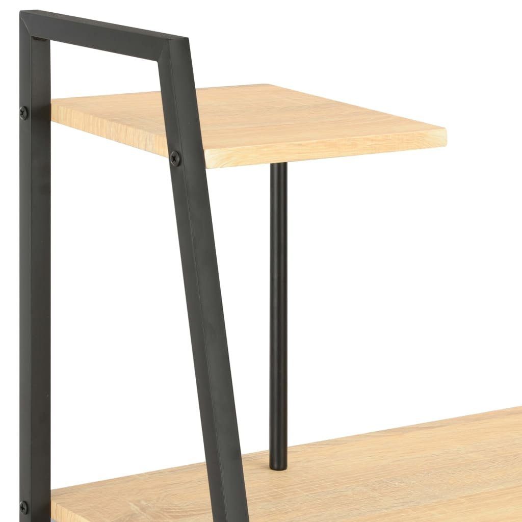 102×50×117 Schwarz furnicato Schreibtisch mit Eiche cm Regaleinheit und