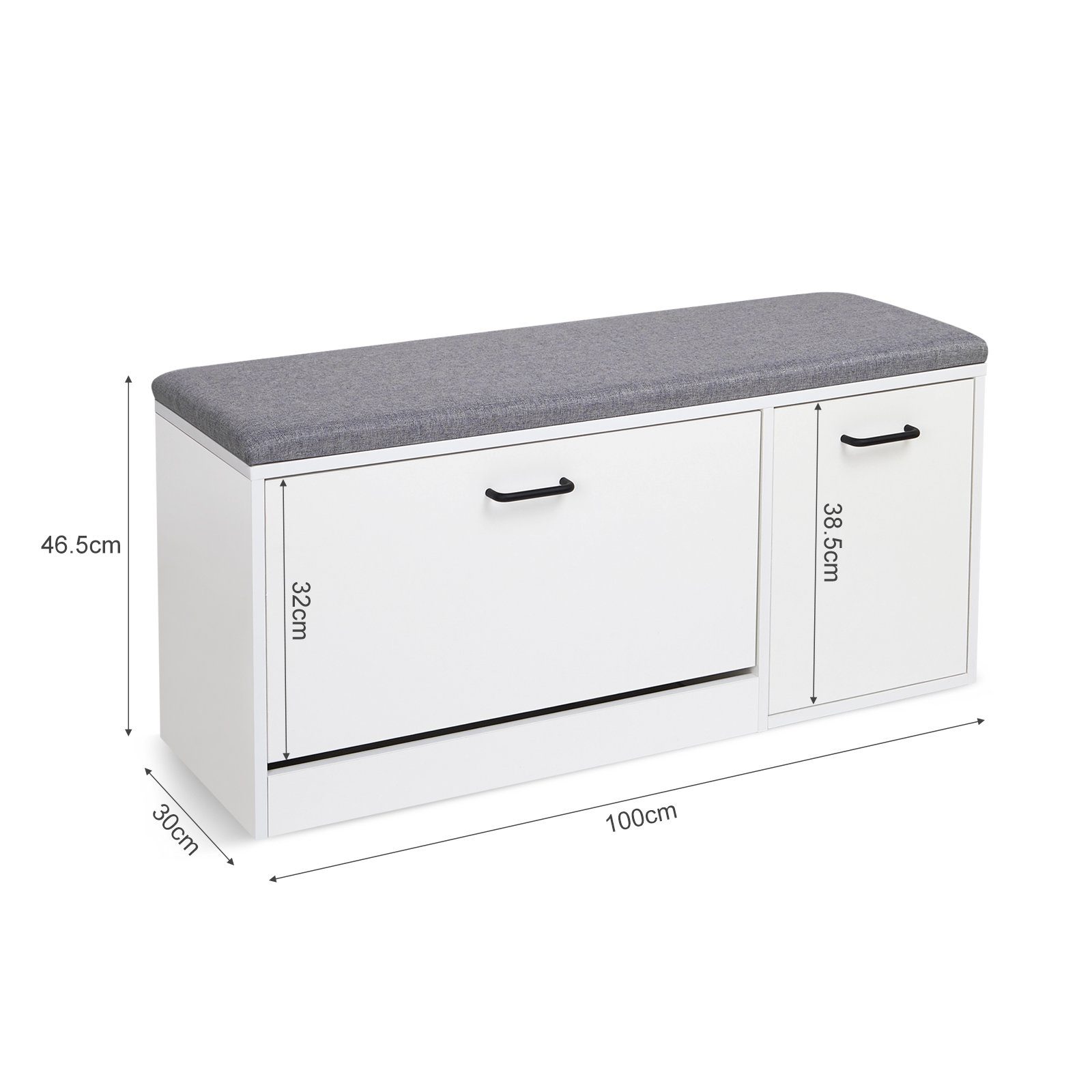 Mondeer Schuhbank Schuhhocker, Schuhregal mit Sitzfläche, L100 x B30 x H46,5 cm