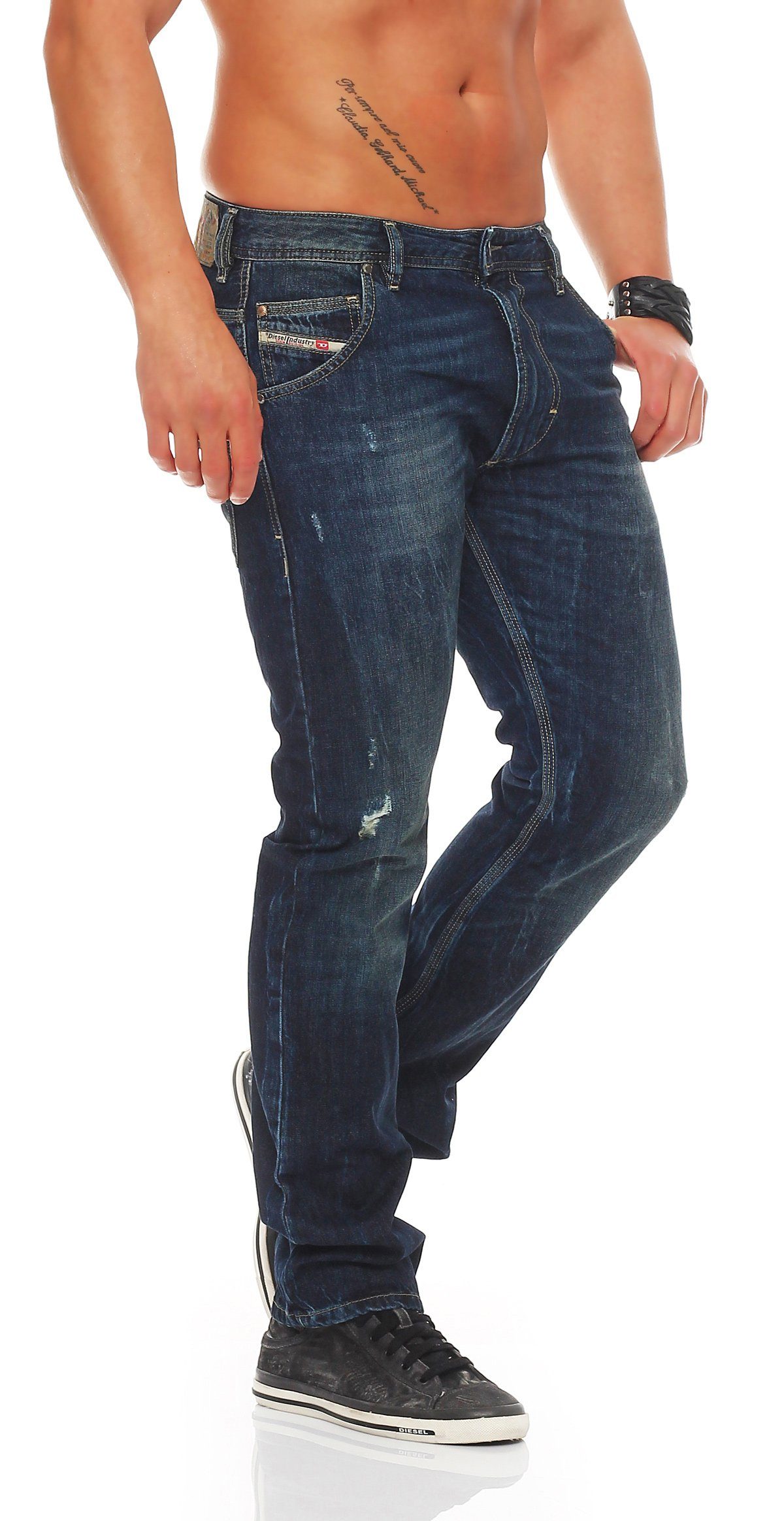 Diesel 5-Pocket-Jeans Diesel Herren Denim Jeans - KROOLEY 0R0LM Used-Look 5-Pocket-Style, ohne Stretch-Anteil, Slim Skinny Jeans