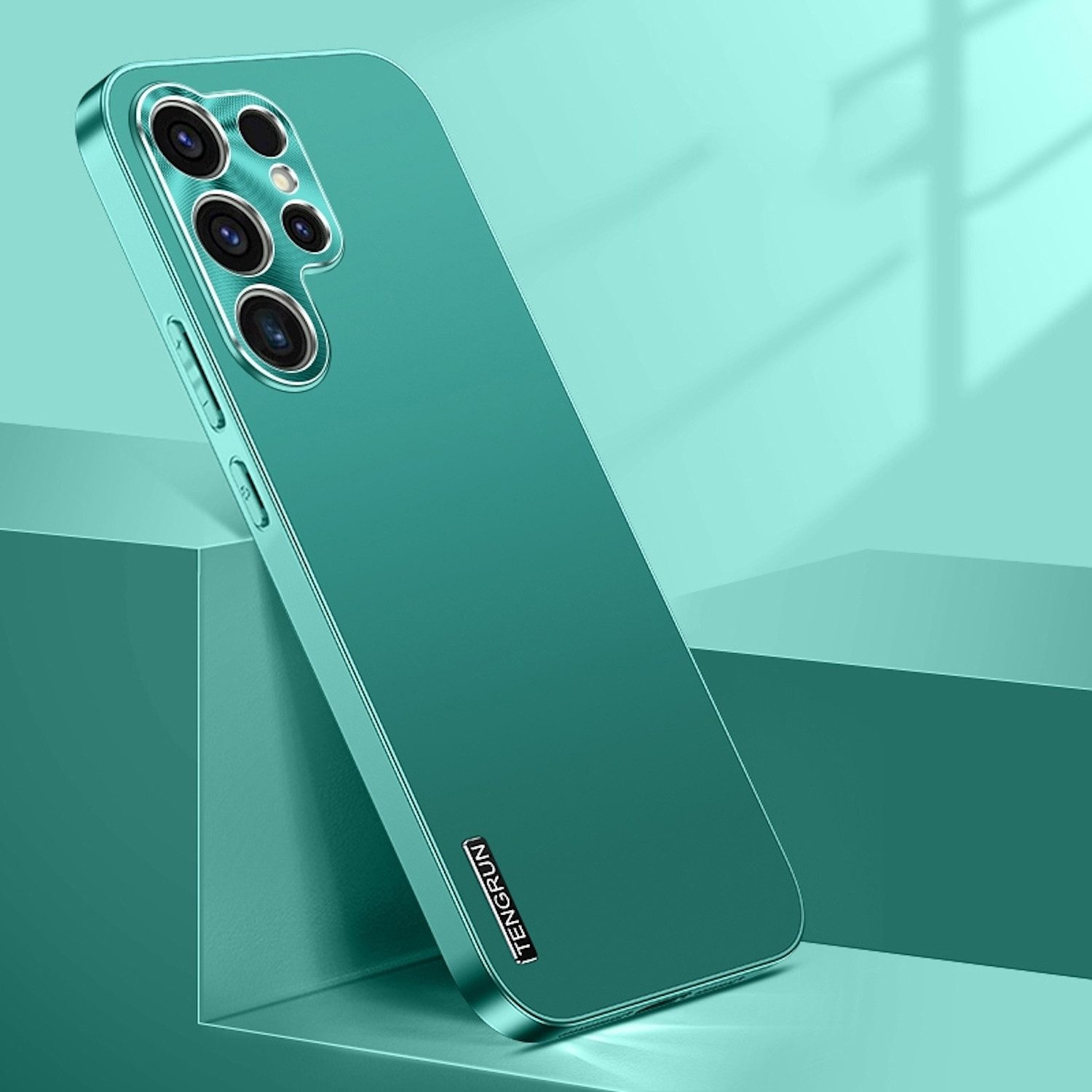 Wigento Handyhülle Für Samsung Galaxy S25 Ultra Feinmattes Metall Optik Design Hülle Grün, Mikro-frostige Metallic-Lackierung, stilvolles Design