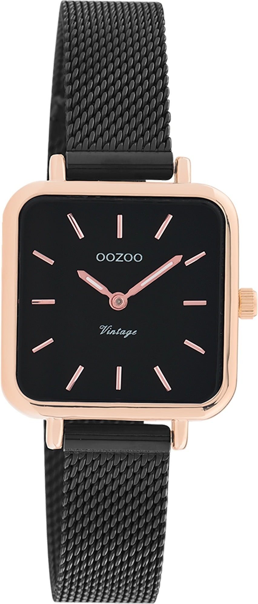 OOZOO Quarzuhr Oozoo Casual-Style, Oozoo (26x26mm) Vintage Uhr Metall, Mesharmband, Damenuhr klein Armbanduhr rechteckig, Series, Damen