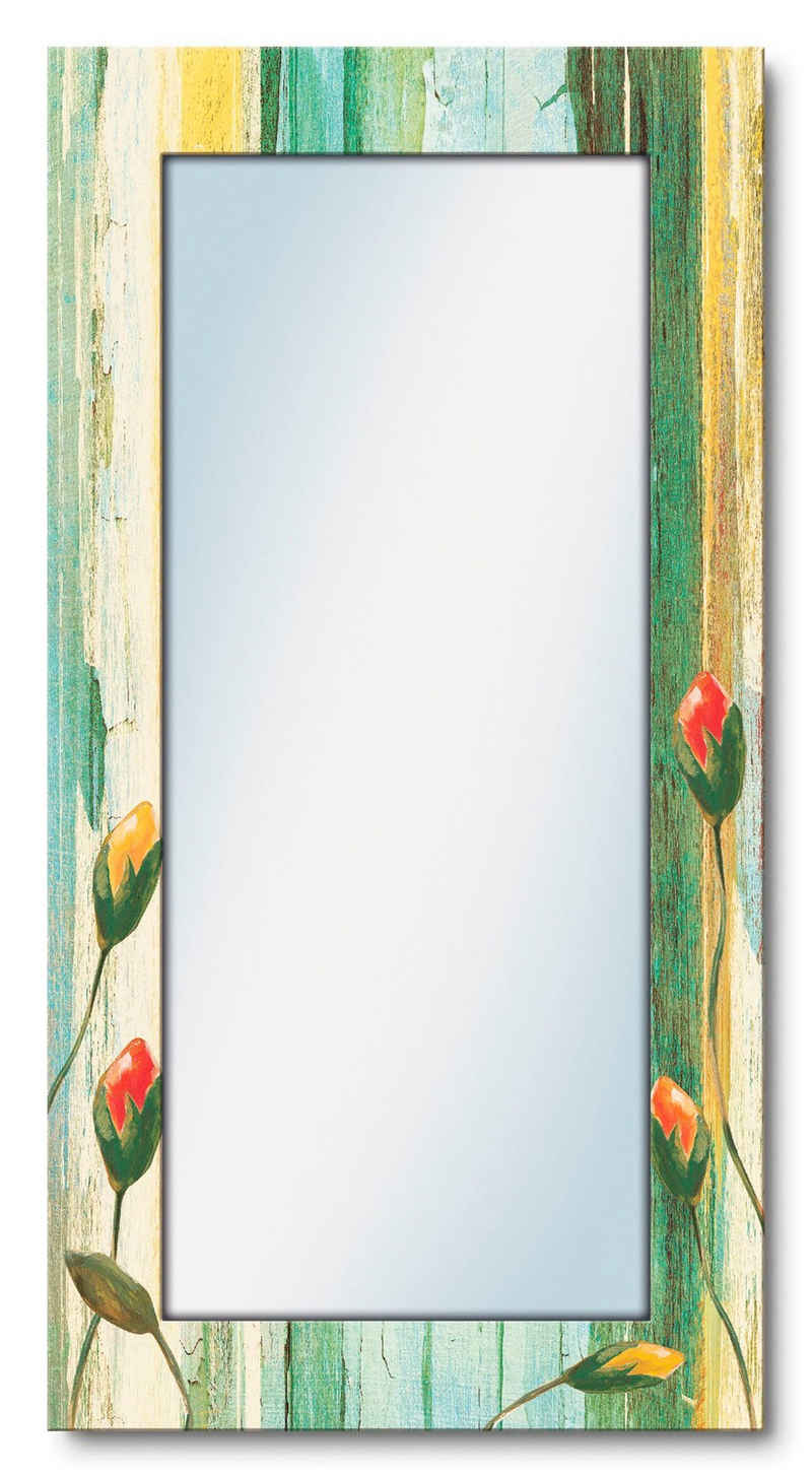 Artland Dekospiegel Bunte Blumen, gerahmter Ganzkörperspiegel, Wandspiegel, mit Motivrahmen, Landhaus