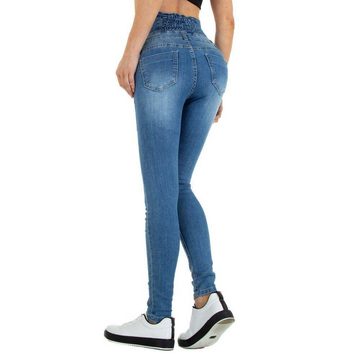 Ital-Design High-waist-Jeans Damen Freizeit Jeansstoff Stretch High Waist Jeans in Blau