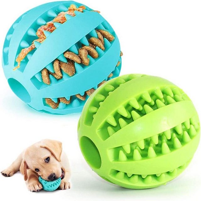 Katde Hunde-Futterautomat 2 Hundespielzeug Ball,Naturgummi mit Minzgeschmack Hund Feeder Ball