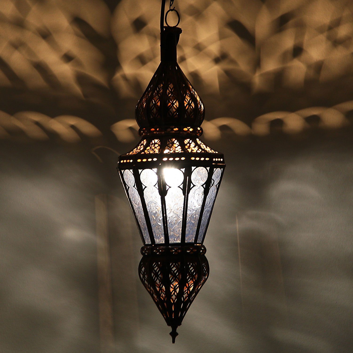 Deckenleuchte handgefertigte Deckenlampe Marokkanische L1213 Blau ohne orientalische Moro Lampe, Nura 100% Casa Leuchtmittel, Handarbeit,