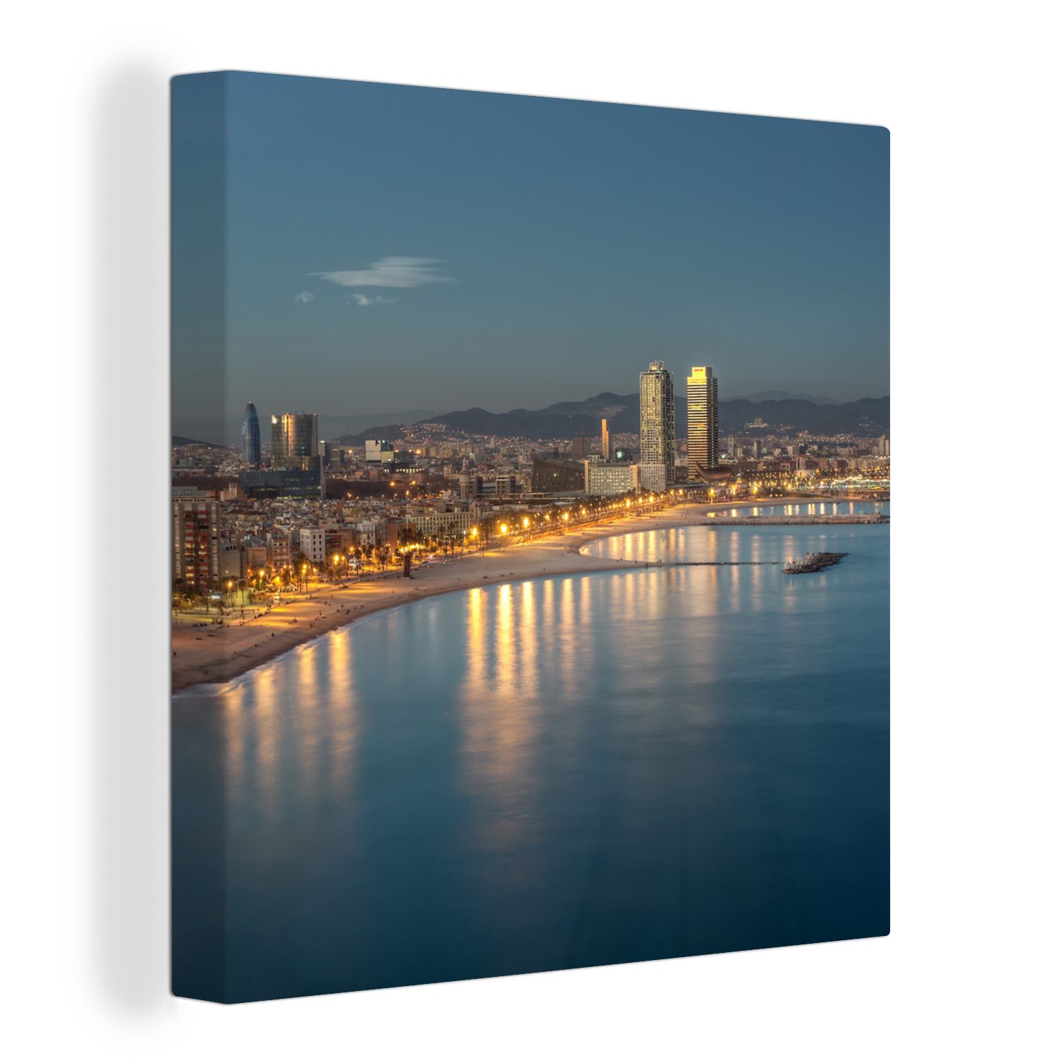 OneMillionCanvasses® Leinwandbild Barcelona - Strand - Spanien, Fotodruck (1 St), Wandbild, Deko Schlafzimmer Wohnzimmer Flur 20x20 cm