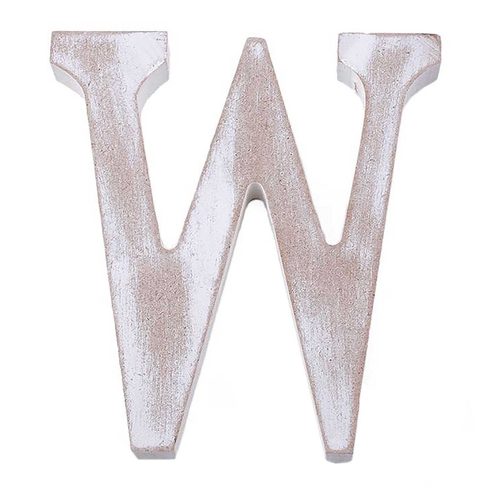 maDDma Deko-Buchstaben 3D Holzbuchstabe 11 cm, weiß-vintage, Einzelbuchstabe "W"