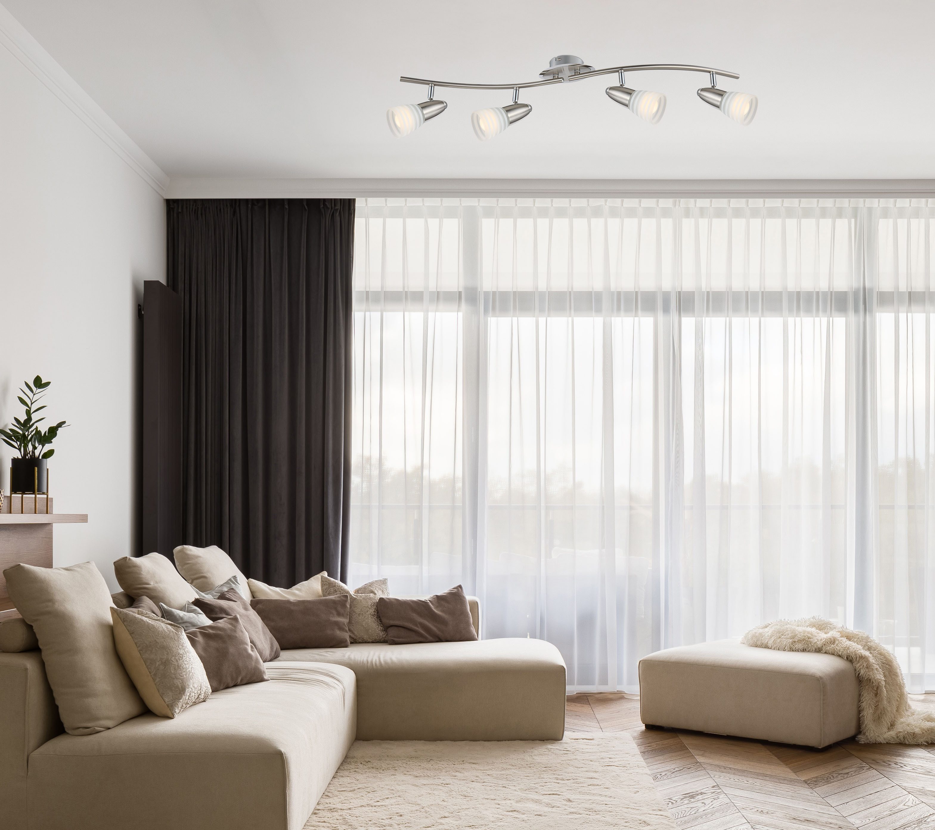 GLOBO LIGHTING Deckenstrahler CALEB, Leuchtmittel wechselbar, Warmweiß, LED-Strahler/Glas opal/3000K/Wohnzimmer/Flur