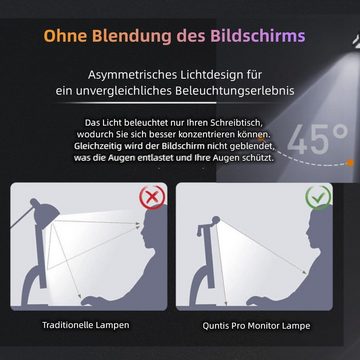 Quntis LED Schreibtischlampe 52cm PRO Bildschirmlampe wechselbar, LED Monitor Lampe für Computer, Augenschutz, LED wechselbar, Tageslichtweiß, Kaltweiß, Warmweiß, Einstellbare Helligkeit, Anti-Strahlung