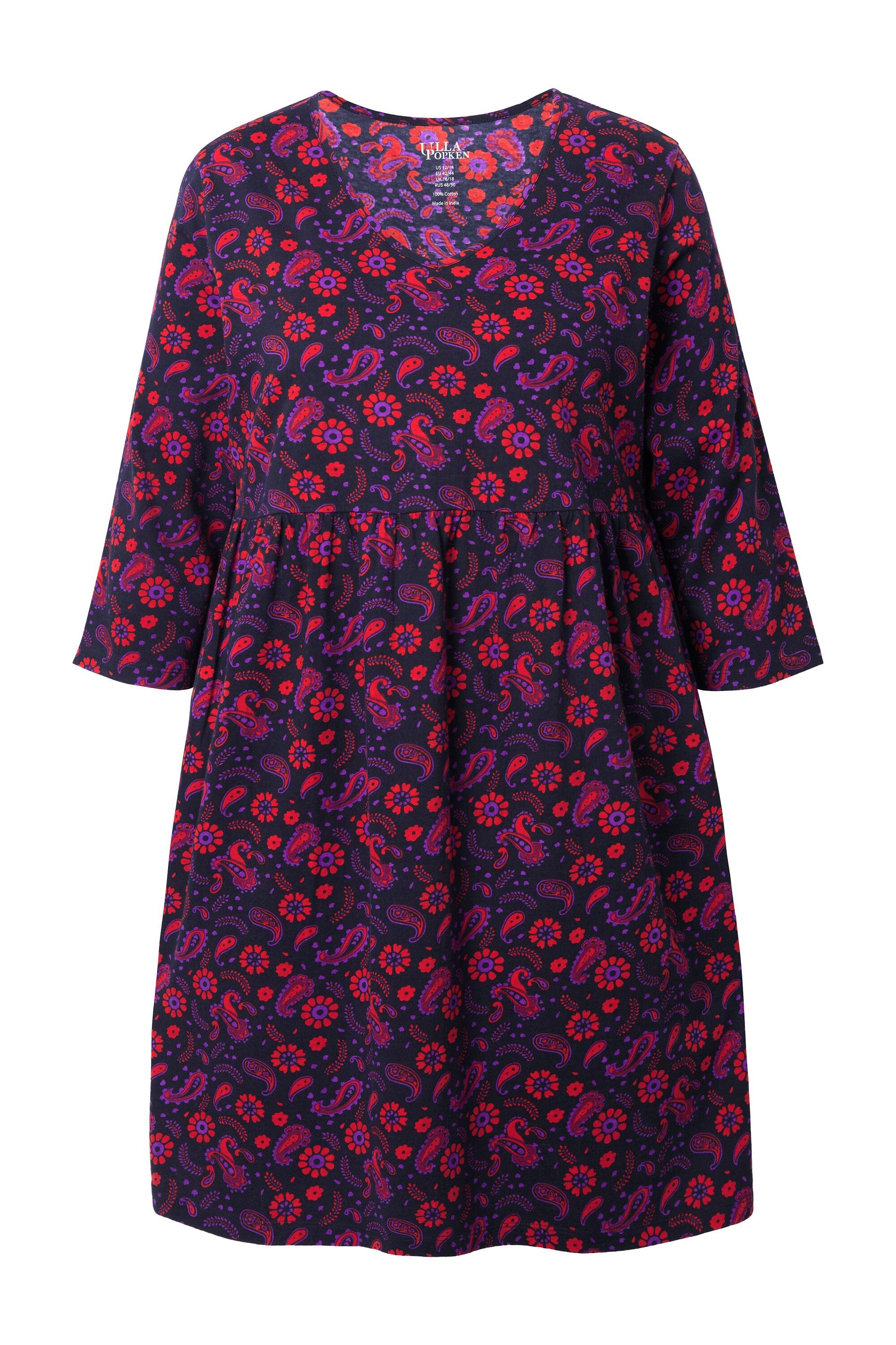 Ulla Popken Jerseykleid Jerseykleid A-Linie V-Ausschnitt günstig online kaufen