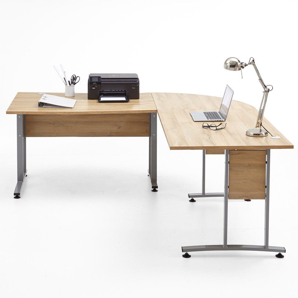 120x120cm Alteiche Schreibtisch - : Lomadox 200x75x200 Nb. COLUMBUS-10, cm Büro-Winkelschreibtisch in