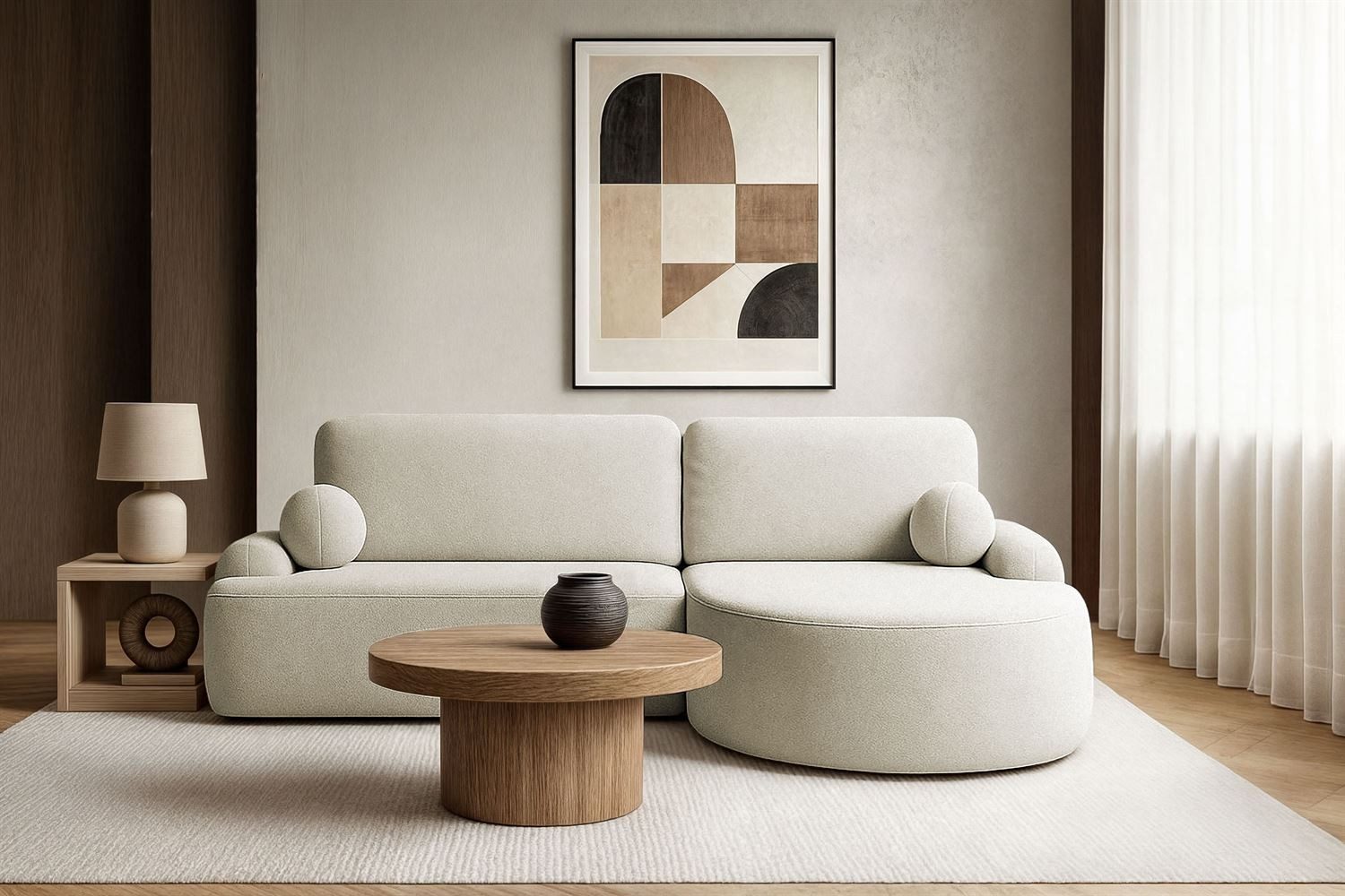 Lookway Ecksofa CLEO Rundes Ecksofa mit Schlaffunktion und Bettkasten, mit Bettfunktion und Bettkasten