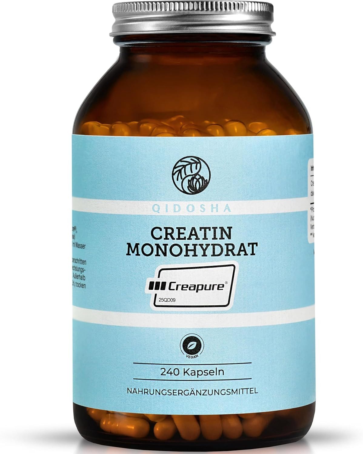 QIDOSHA Creapure® Creatin Monohydrat Kapseln, 240 St., 209.3 g, Creapure® Rohstoff
