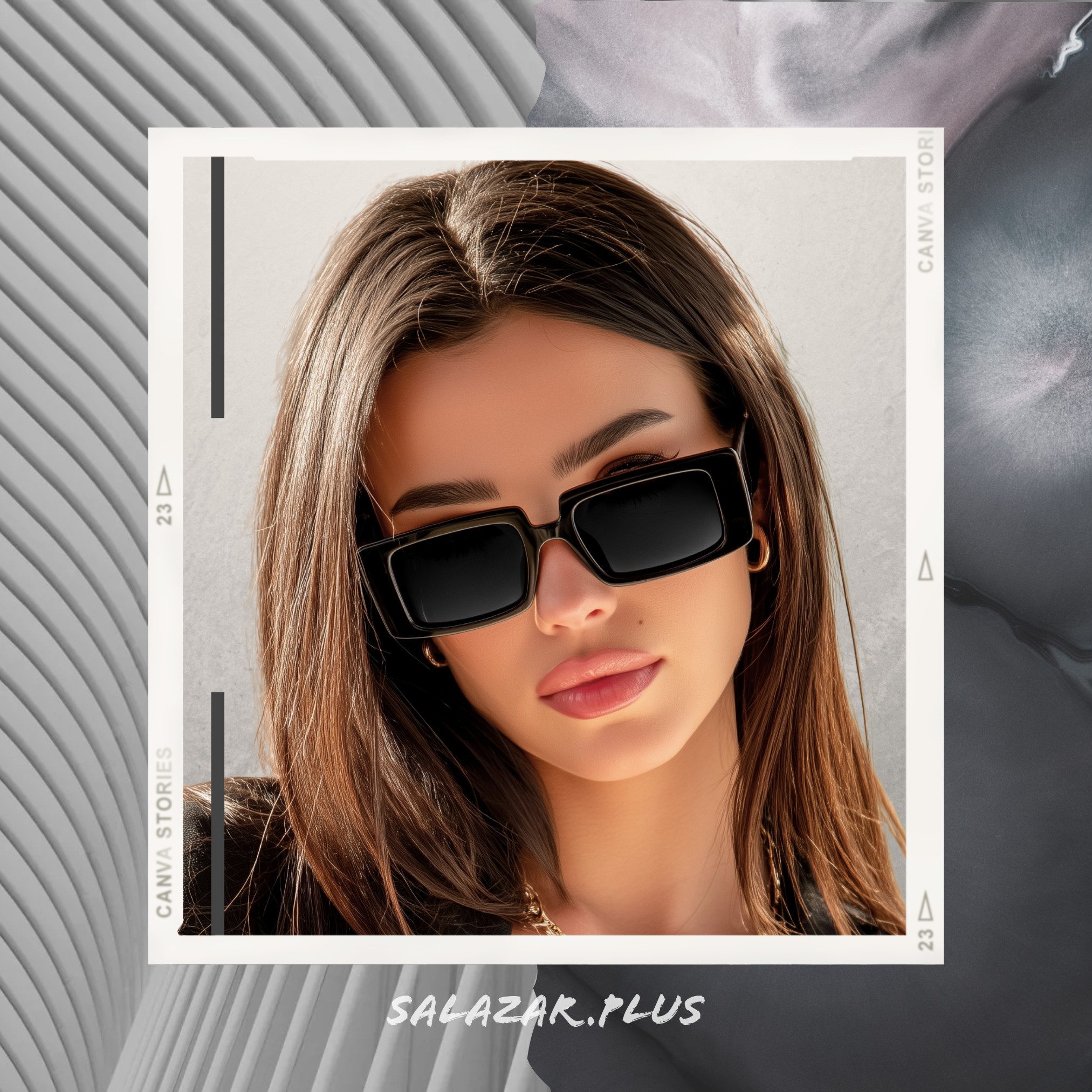 salazar.plus Sonnenbrille Breit Rechteckig Unisex 2 Farben Damen Herren Brille Schwarz Weiss