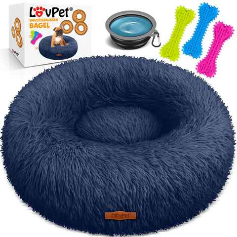 Lovpet Tierbett, Hundebett Hundekissen Katzenbett Bagel, Waschbar, Inkl. Napf